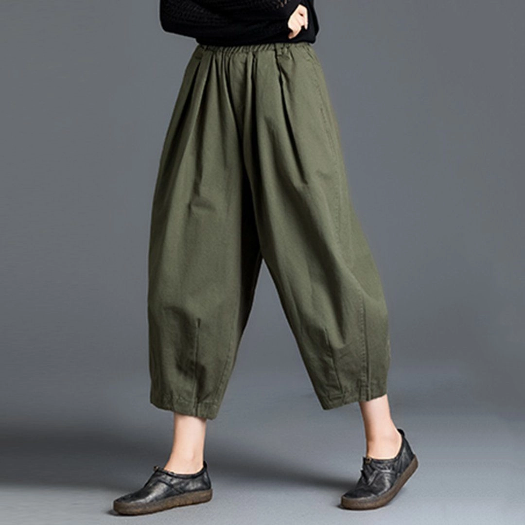 Flawless Fit Loose Solid Color Elastic Waist Harem Pants