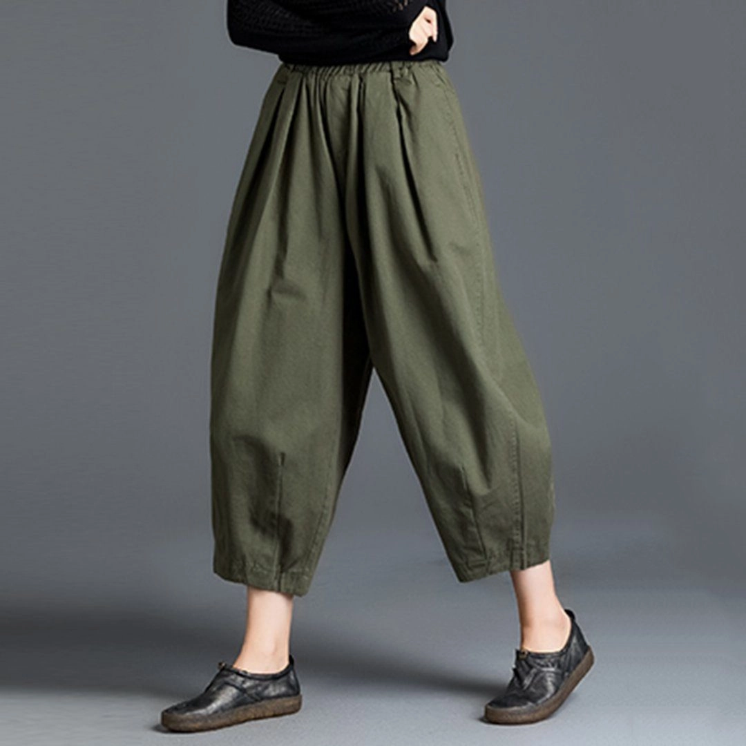 Loose Solid Color Elastic Waist Harem Pants Cozy Lining Sturdy Construction