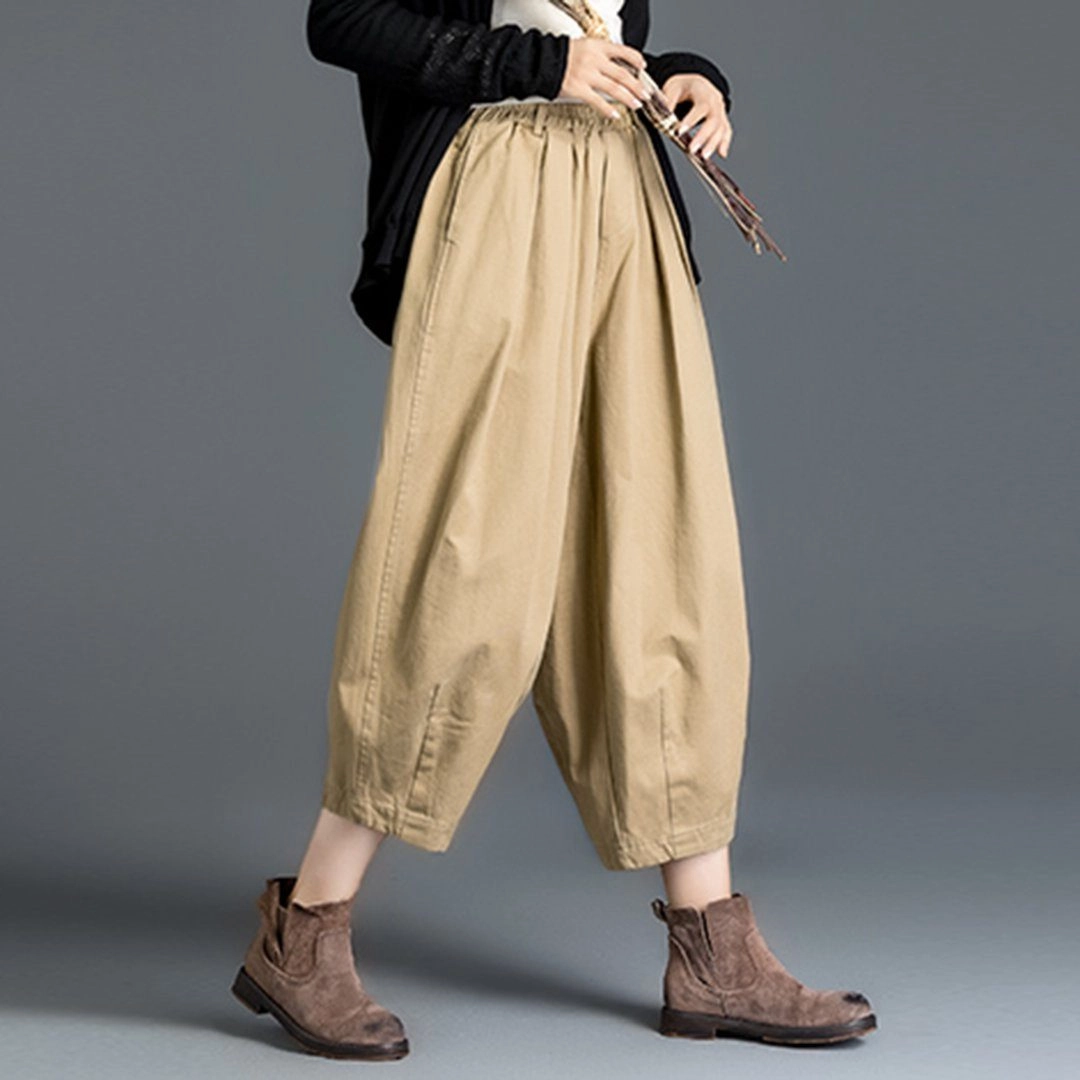 Flexible Performance Abrasion Free Loose Solid Color Elastic Waist Harem Pants