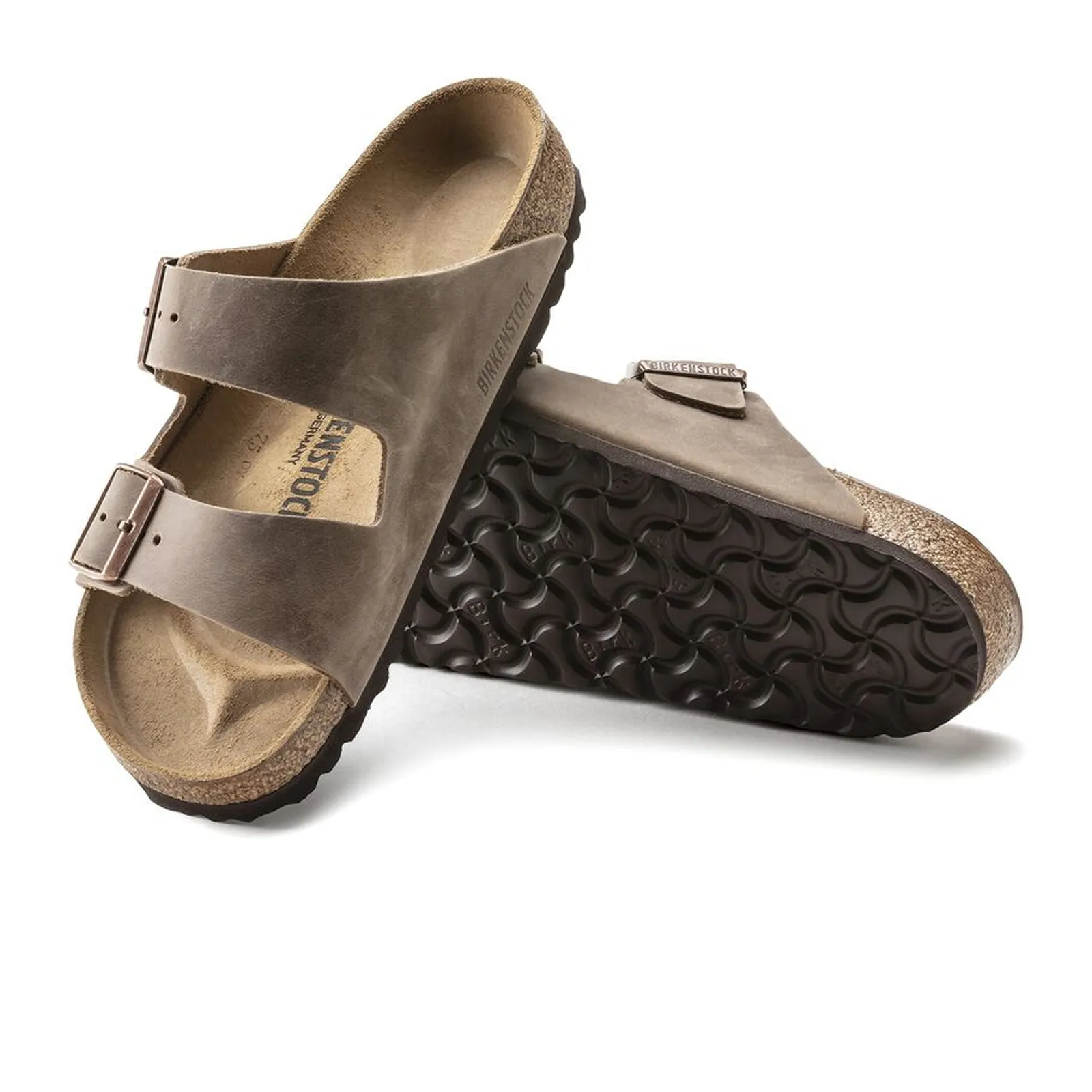 Birkenstock Arizona Slide Sandal (Unisex) - Tobacco Oiled Leather Groom Side