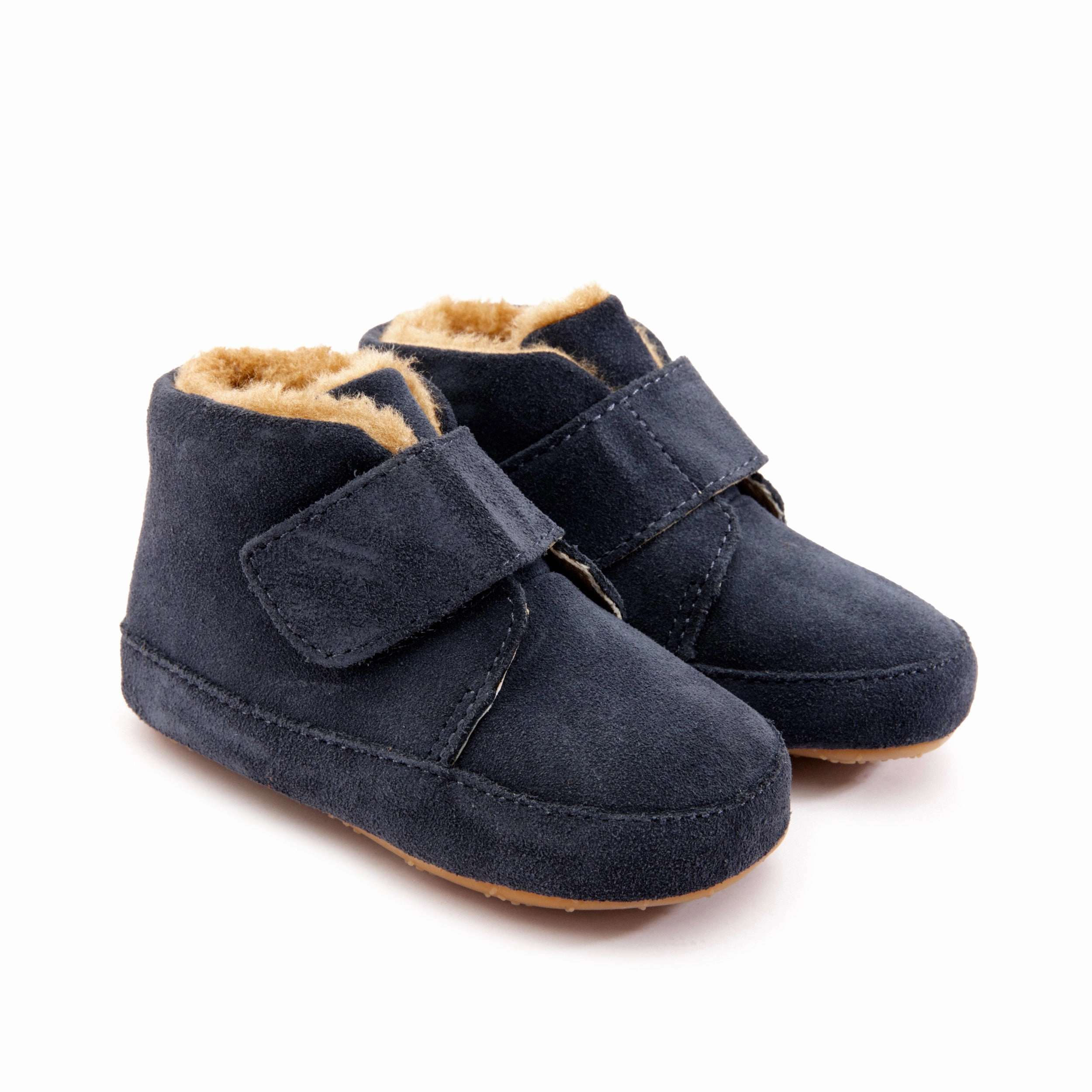 Old Soles Baby Shloofy Winter Leather Shoes in Navy Suede Flex Groove Tech