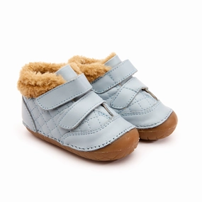 Old Soles Kids Quilty Bear Pave Leather Sneakers in Dusty Blue Compression Molded Foam Recycled Components