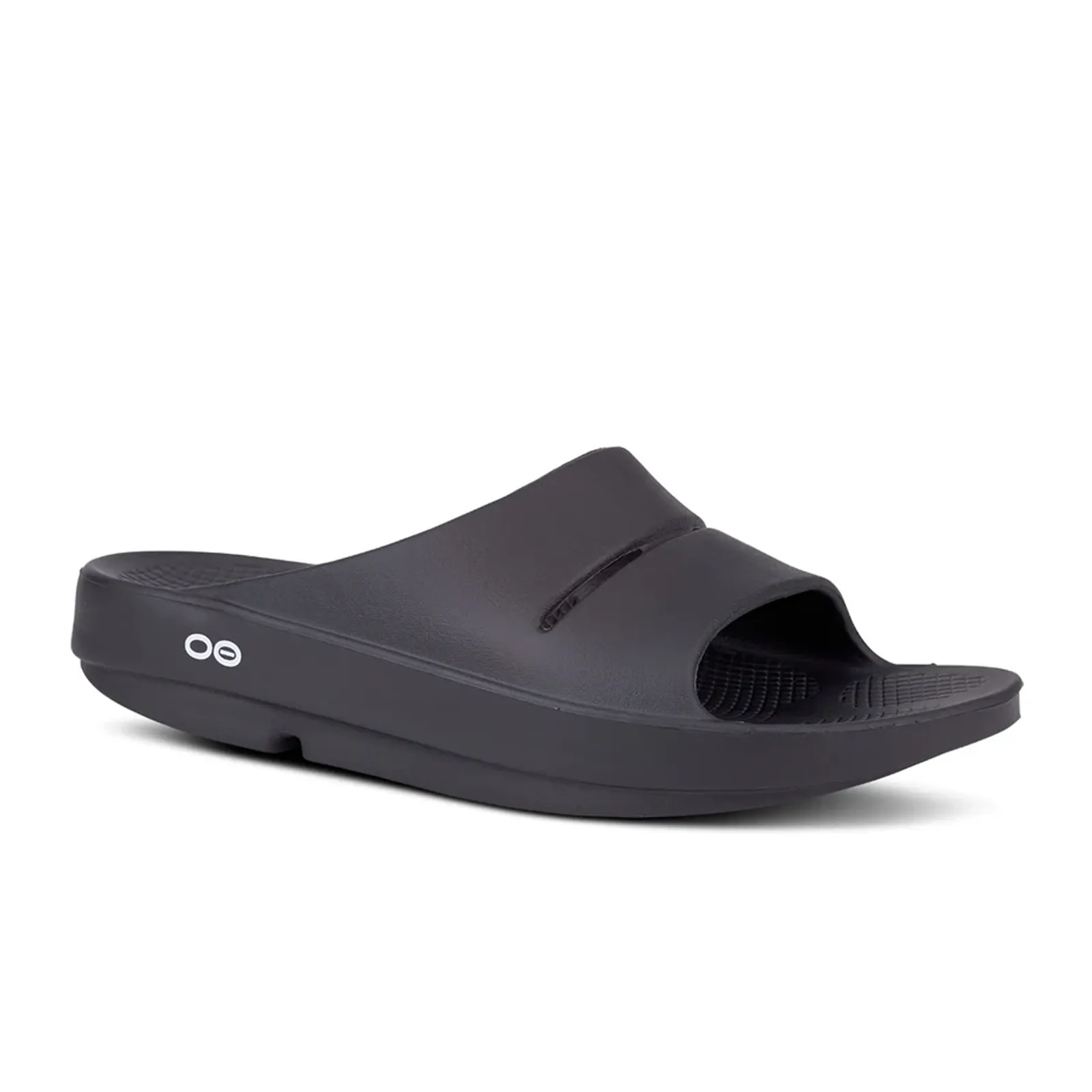 Sustainable Production Method Oofos OOahh Slide Sandal (Unisex) - Black