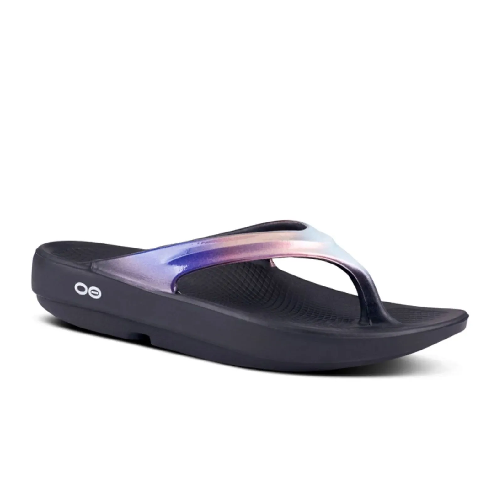 Wide fit No Fuss Fit Oofos OOlala Luxe Sandal (Women) - Black/Calypso