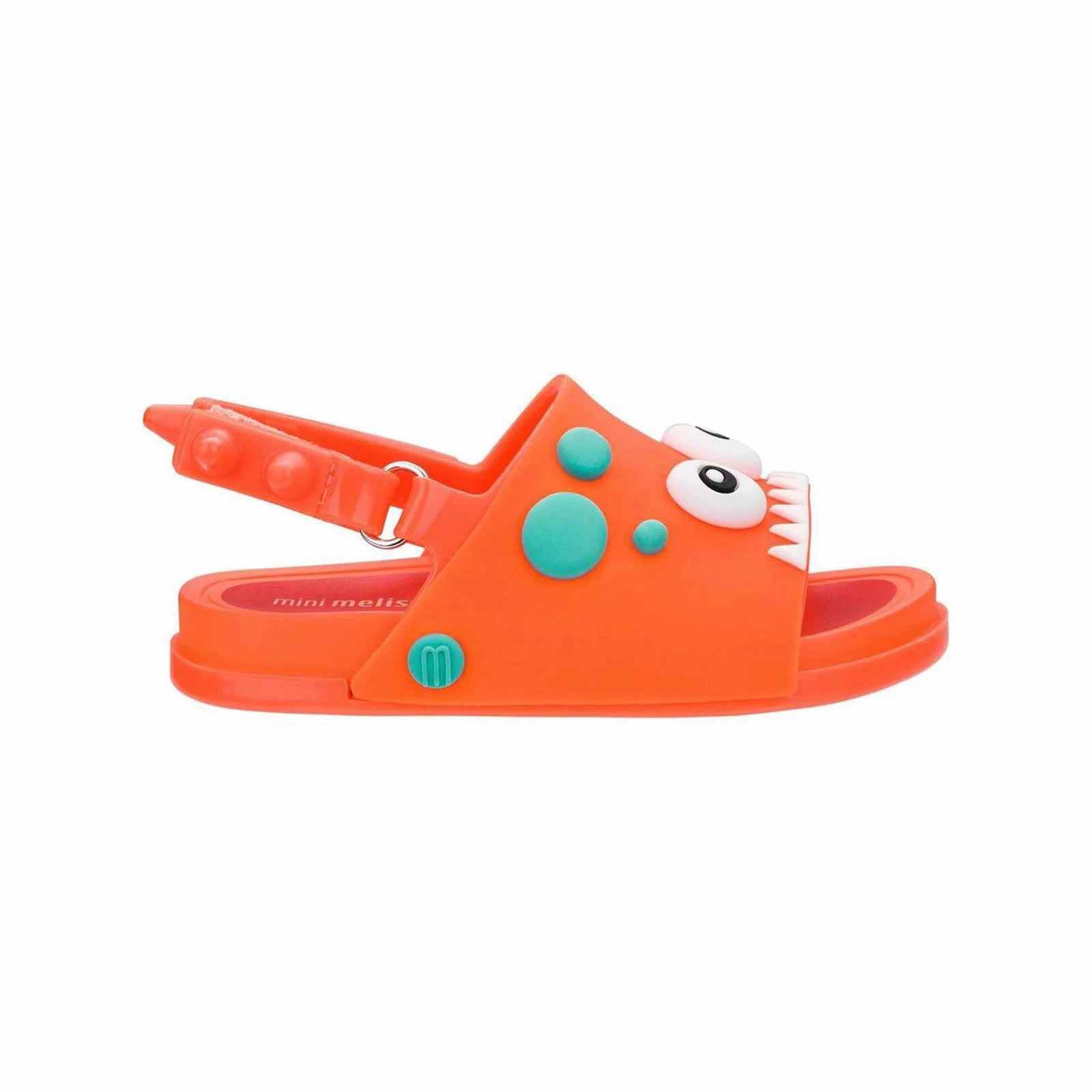 Mini Melissa Kids Boy/Girl Beach Slide Dino Sandals Shoes in Orange/Red RubberOutsole