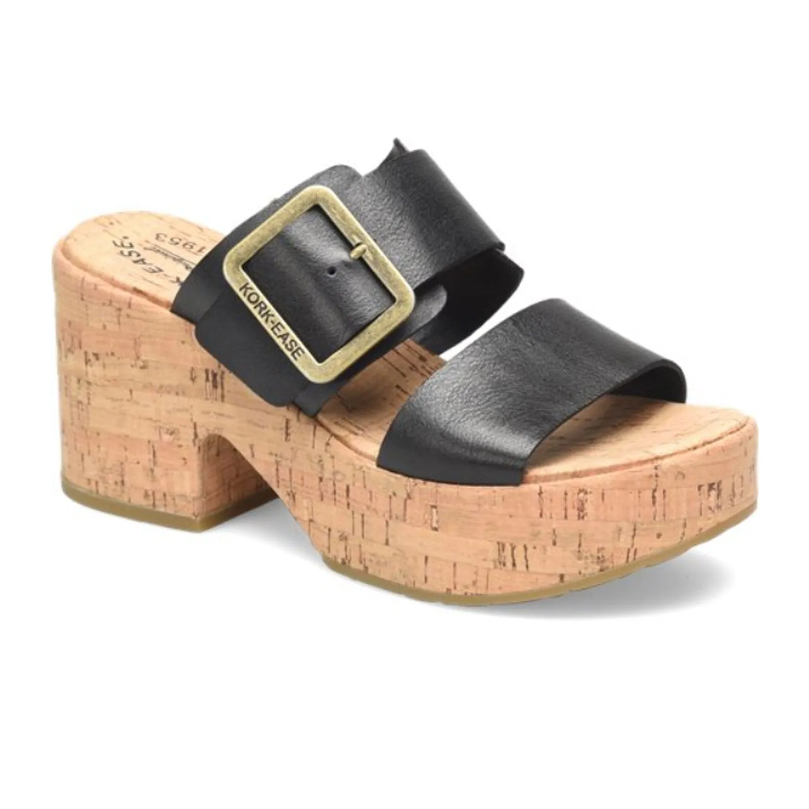 Kork-Ease Taige Wedge Sandal (Women) - Black Shockproof Adjustable