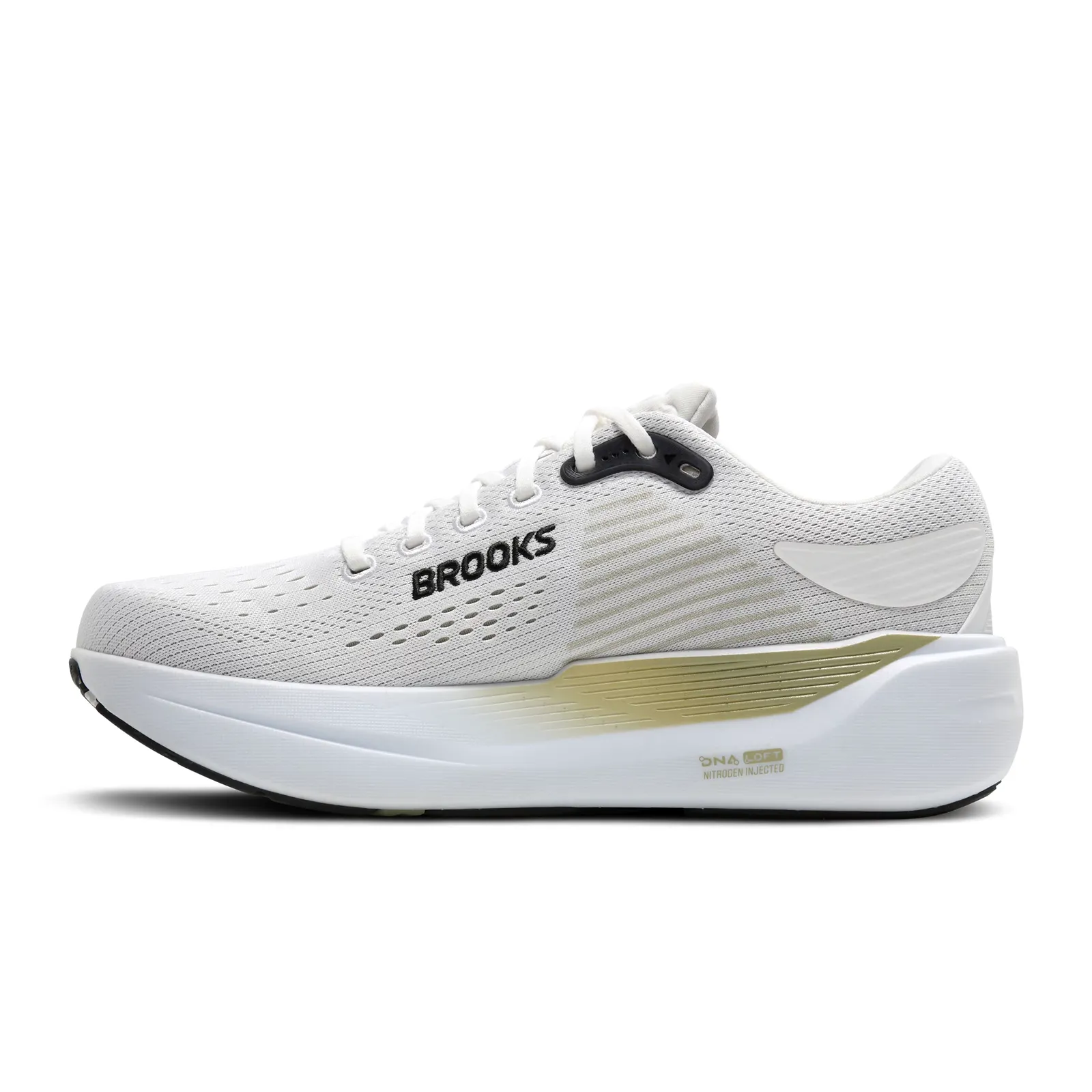 High Traction All Day Wear Suede Brooks Ghost Max 3 Running Shoe (Men) - Bright White/Tea/Black