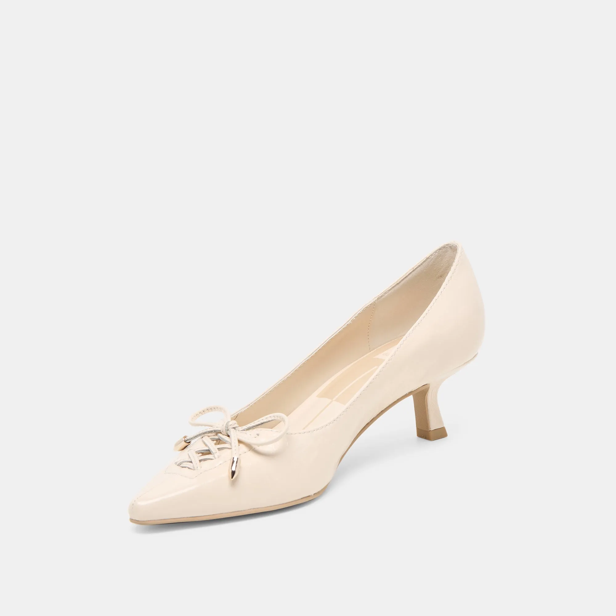 CLARIE HEELS BONE CRINKLE PATENT LEATHER Sole Tech Durable Bottom