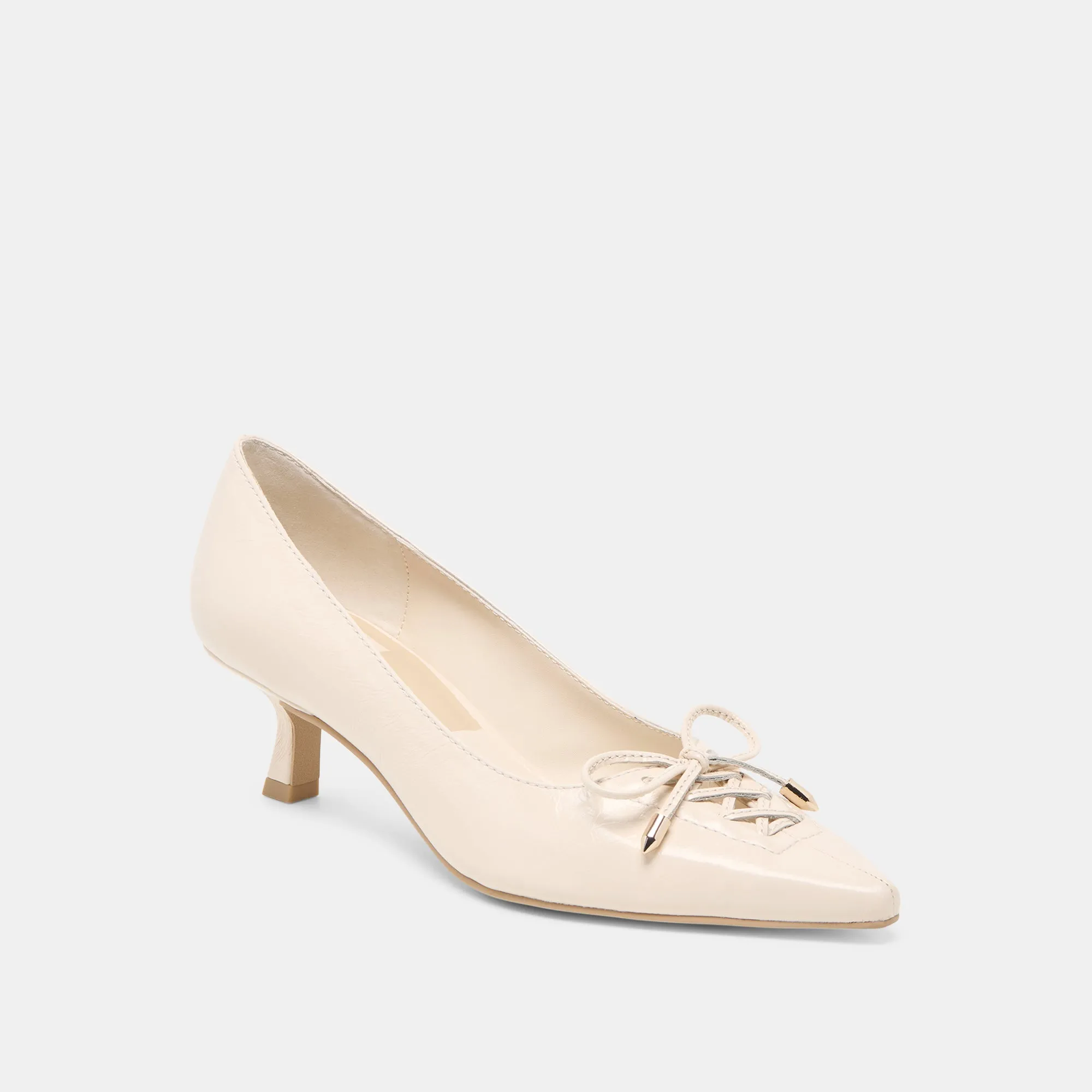 CLARIE HEELS BONE CRINKLE PATENT LEATHER Durable Outsole Rubber