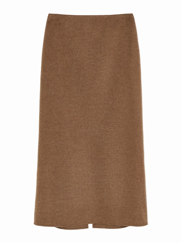 Palomie Midi Skirt in Dark Brown Melange Water Resistant Fresh Detail