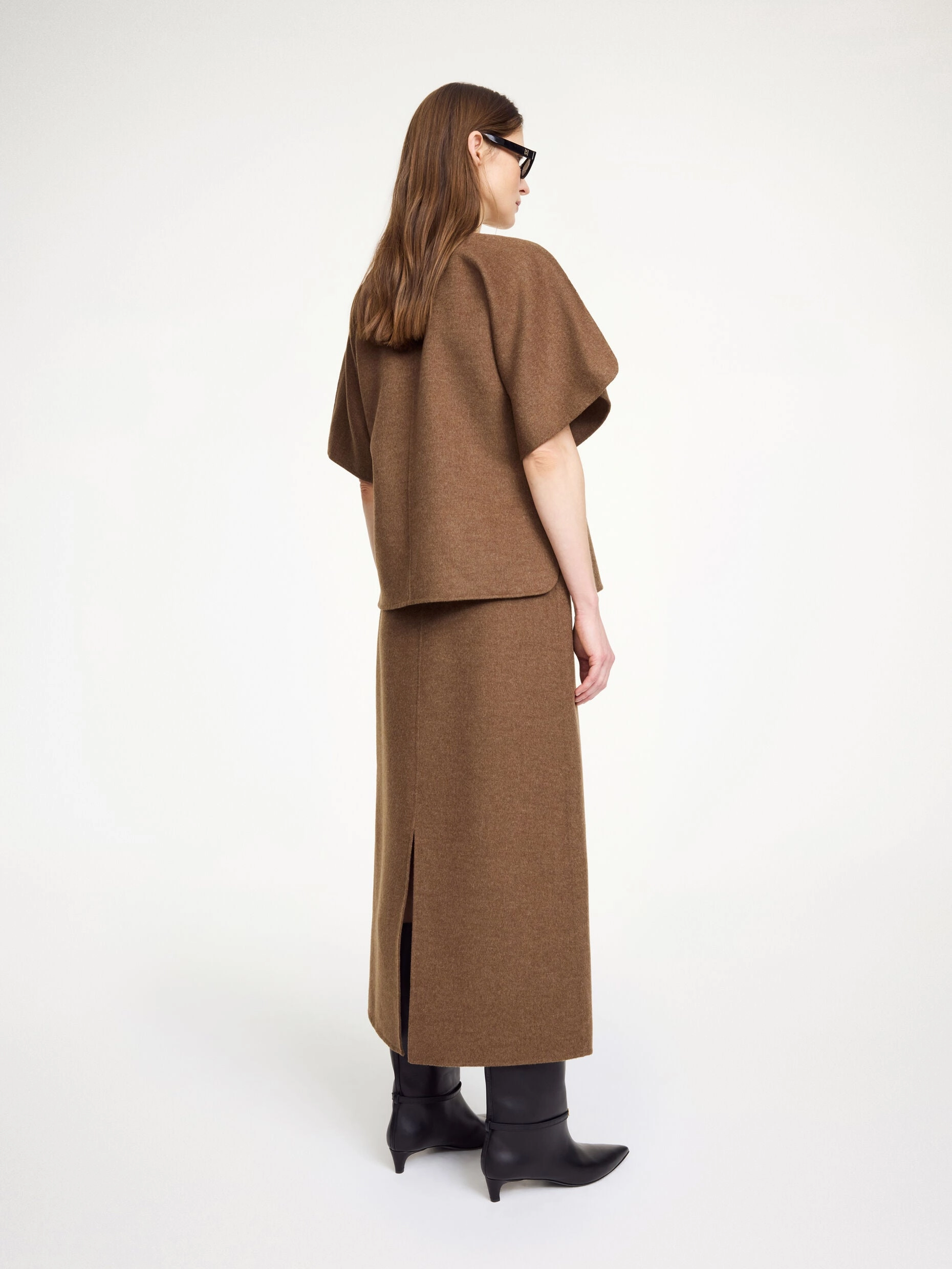 Palomie Midi Skirt in Dark Brown Melange birthday party