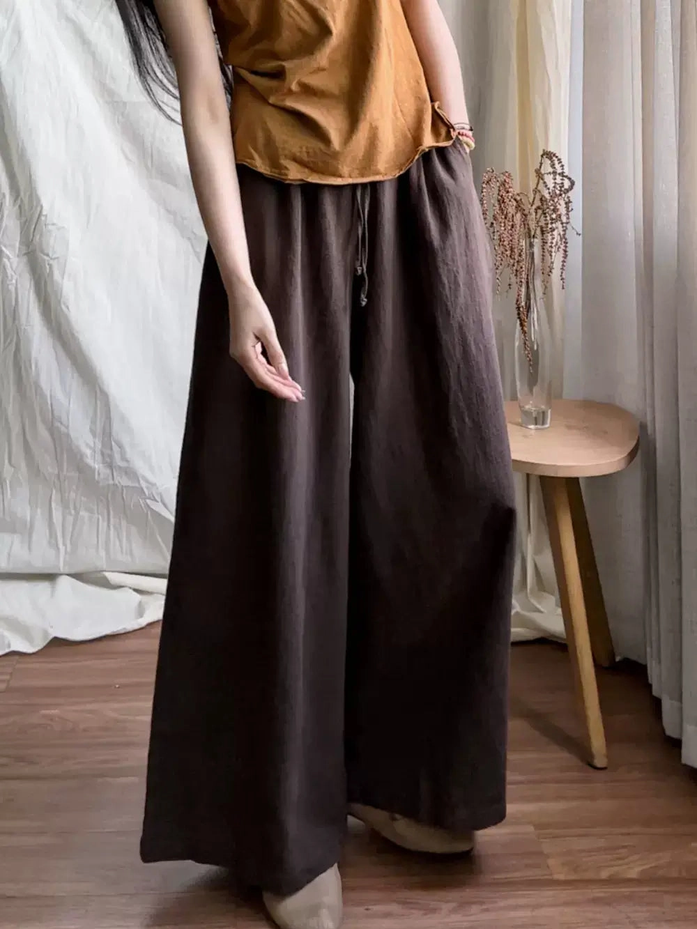 Fade Free Tangle Free Babakud Women Dark Brown Trendy High- Waist Pants