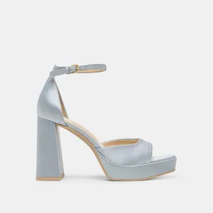 PANDRO HEELS LIGHT BLUE SATIN Nonslip Outsole