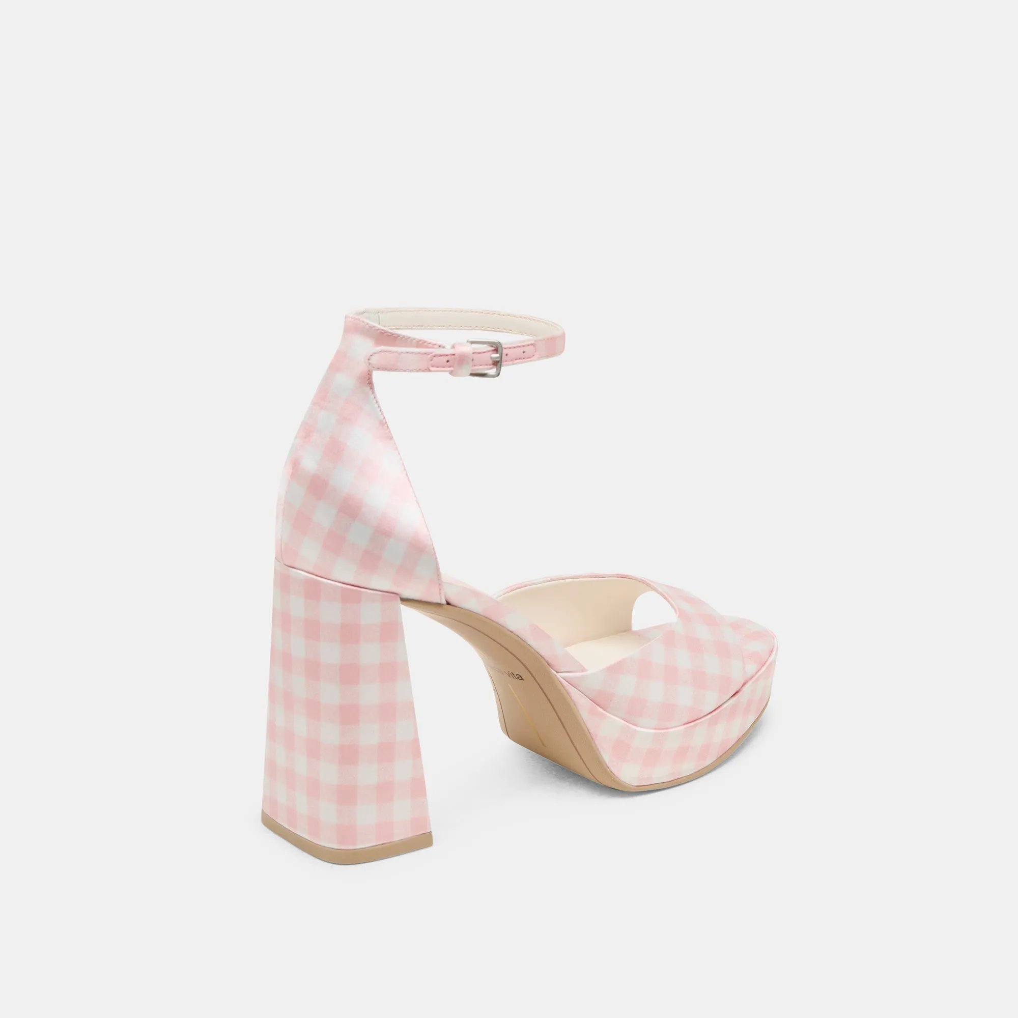 PANDRO X BYRDIE GOLF WIDE HEELS PINK PLAID GINGHAM Light Mobility