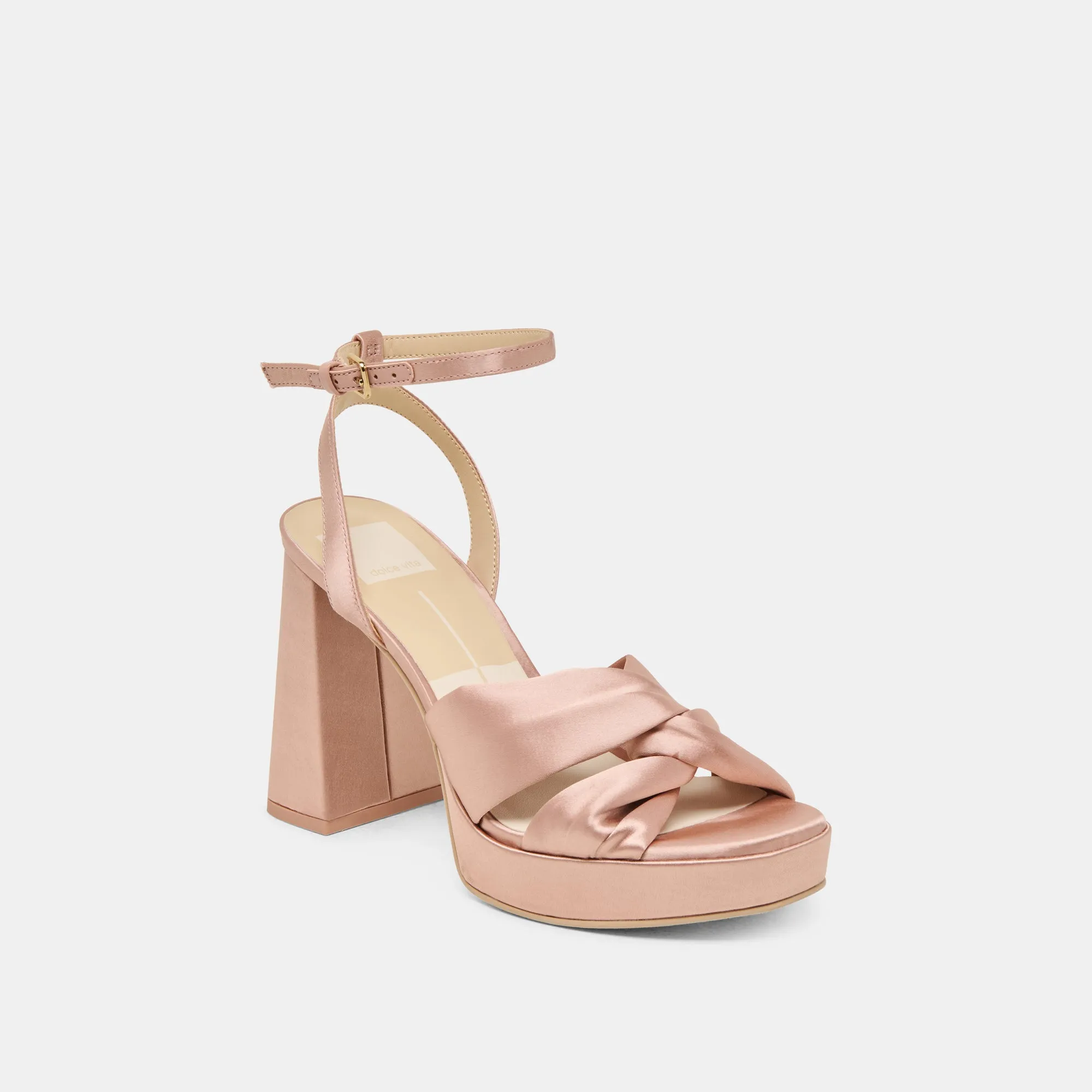 Treaded Sole Multi directional traction PARLO HEELS BLUSH SATIN
