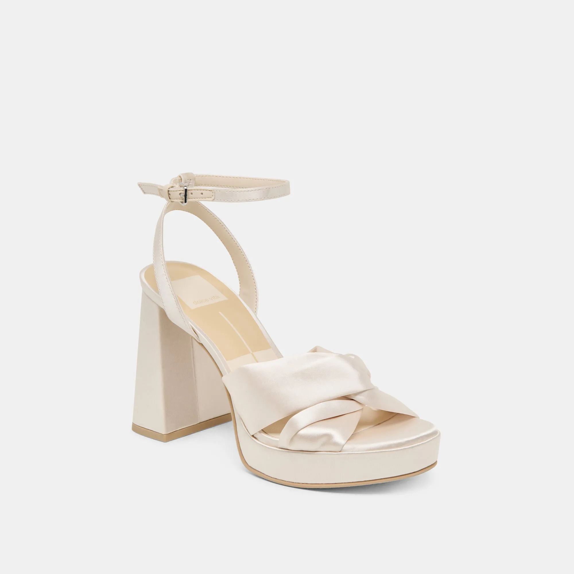 PARLO HEELS IVORY SATIN Odor control Padded Edge