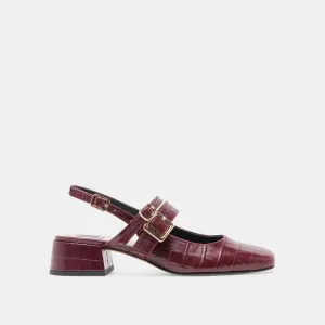 Light cushion Minimalist Footwear Design PATZY HEELS OXBLOOD EMBOSSED LEATHER