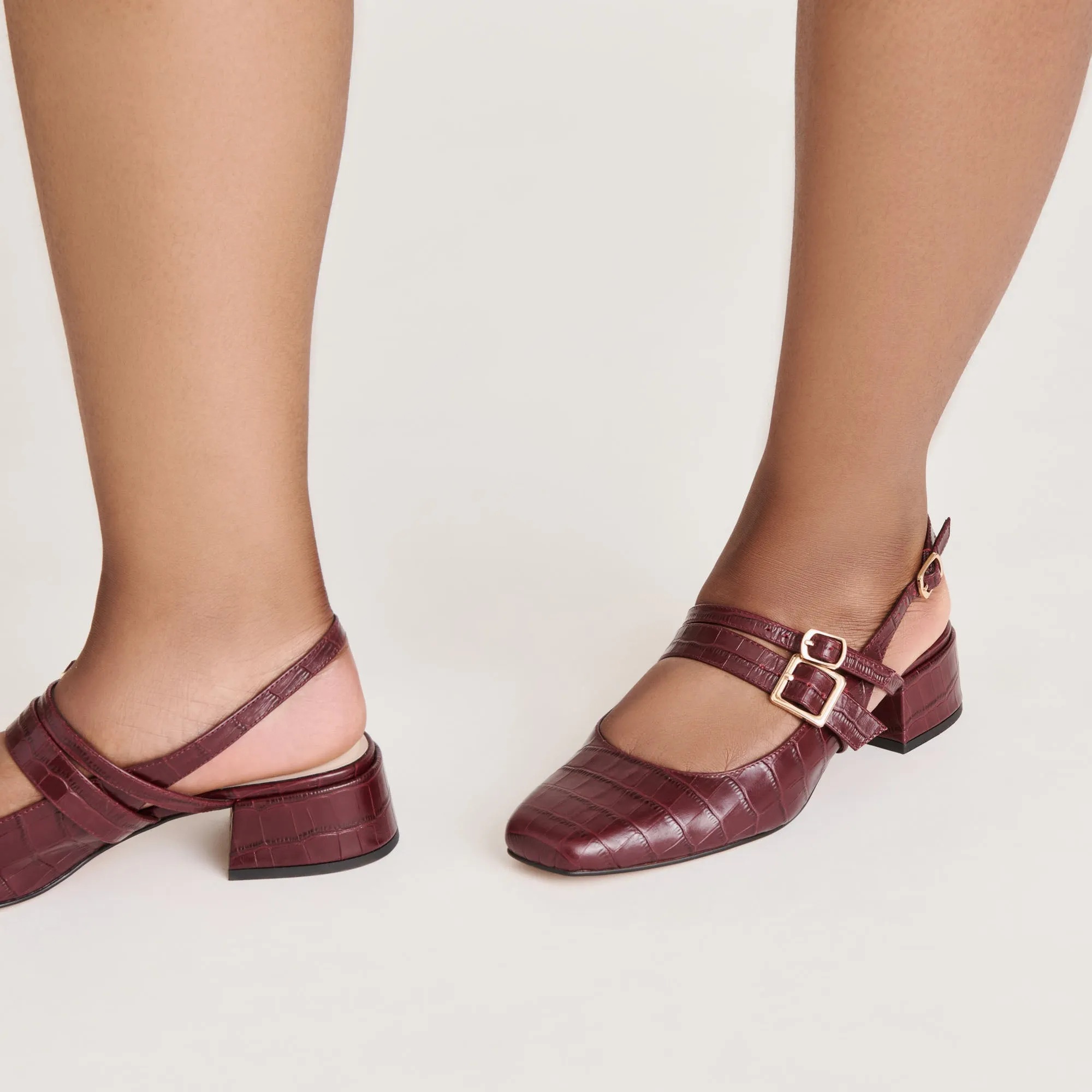 fresh feel PATZY HEELS OXBLOOD EMBOSSED LEATHER