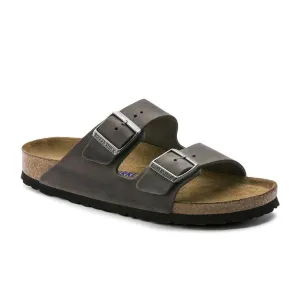 Birkenstock Arizona Soft Footbed Slide Sandal (Unisex) - Iron Oiled Leather Textured Outsole
