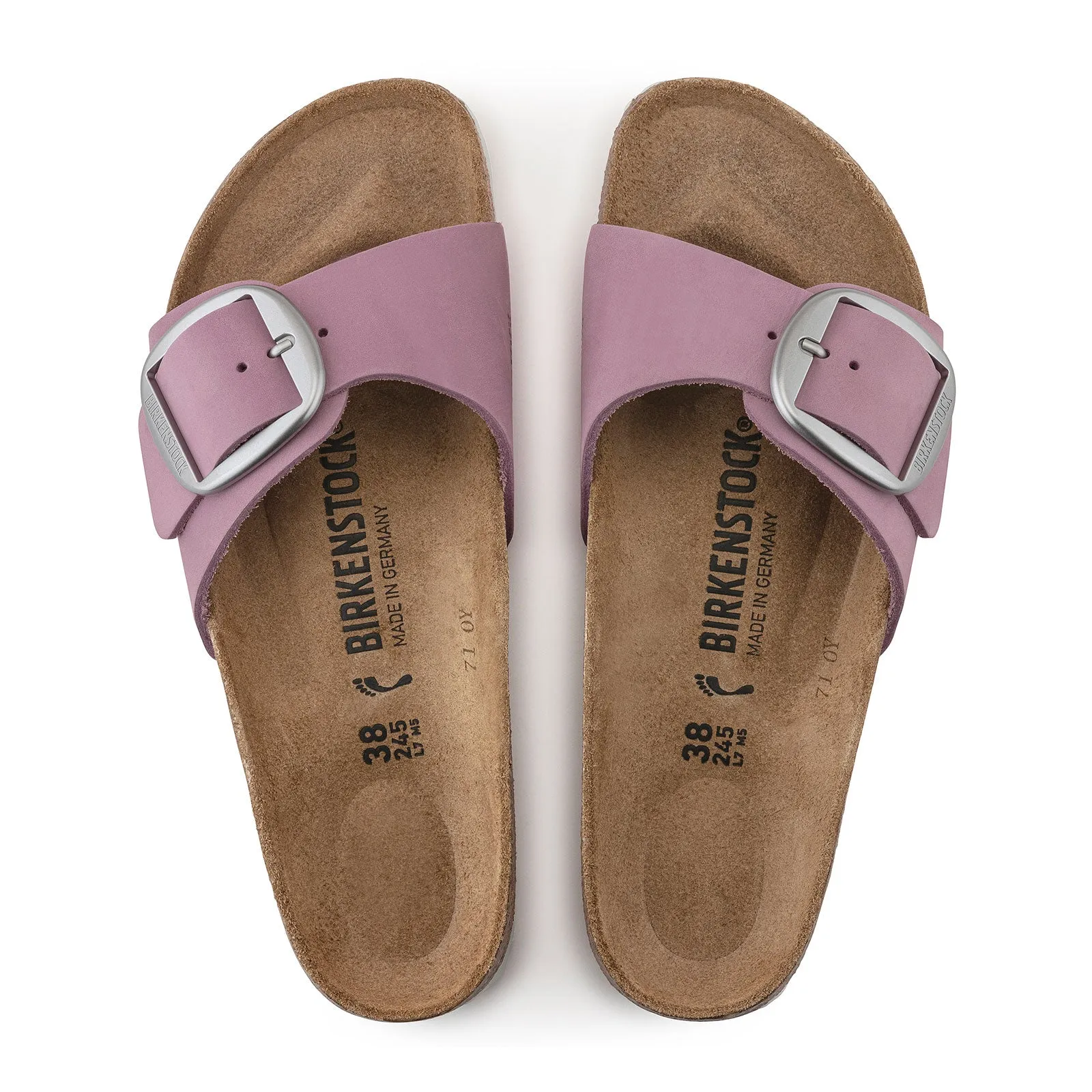Birkenstock Madrid Big Buckle Narrow Slide Sandal (Women) - Orchid Nubuck Stage Ready Workplace Ease