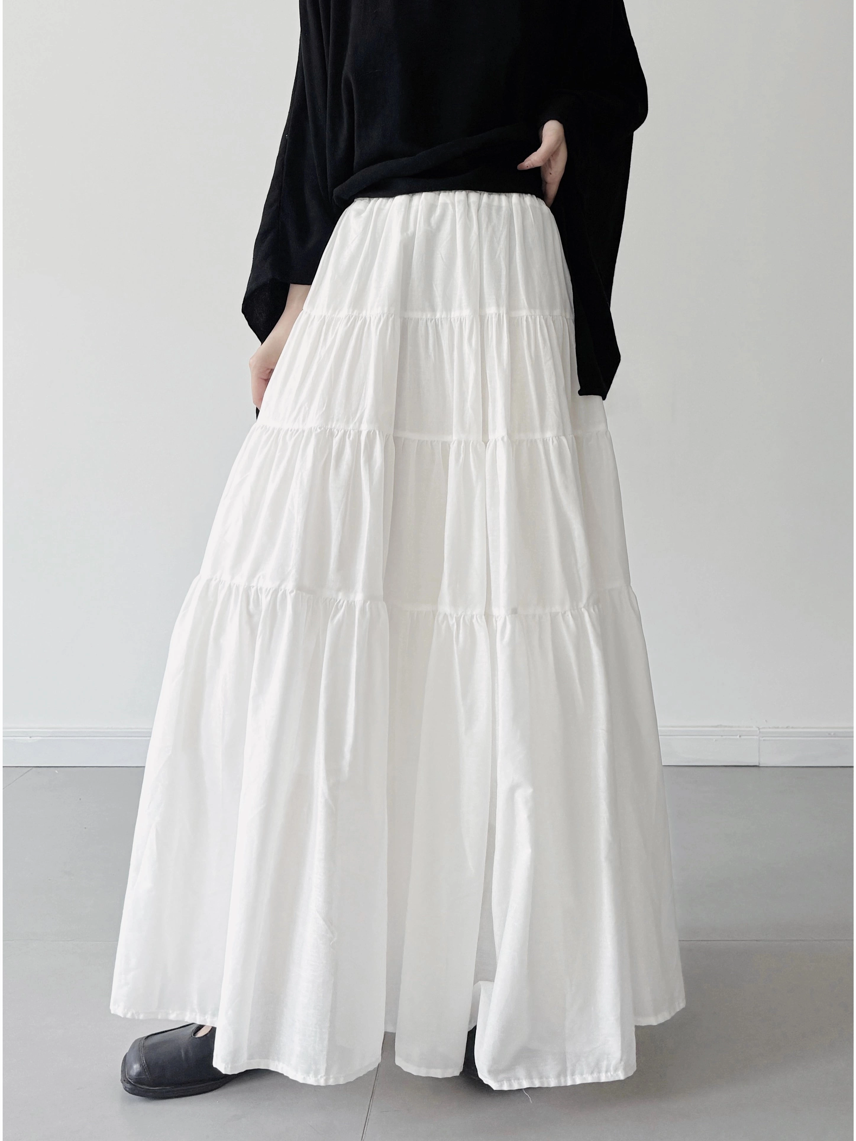 Sweat Free Babakud Women Linen High Elastic Waist Irregular Skirt