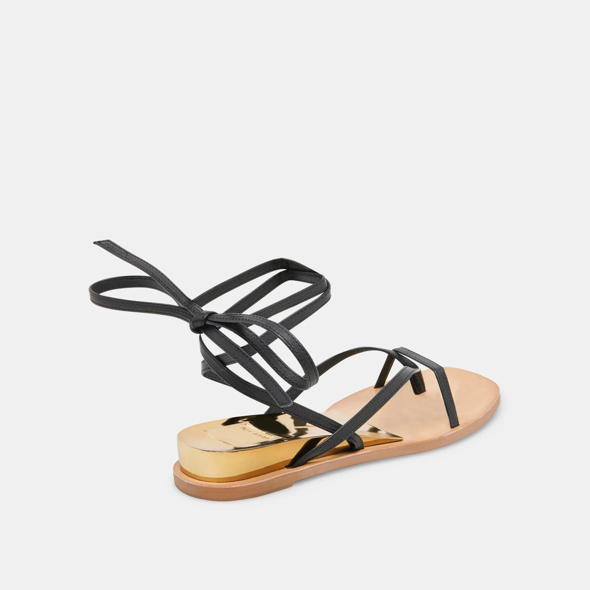 RUDIE SANDALS BLACK LEATHER Reinforced Stitching