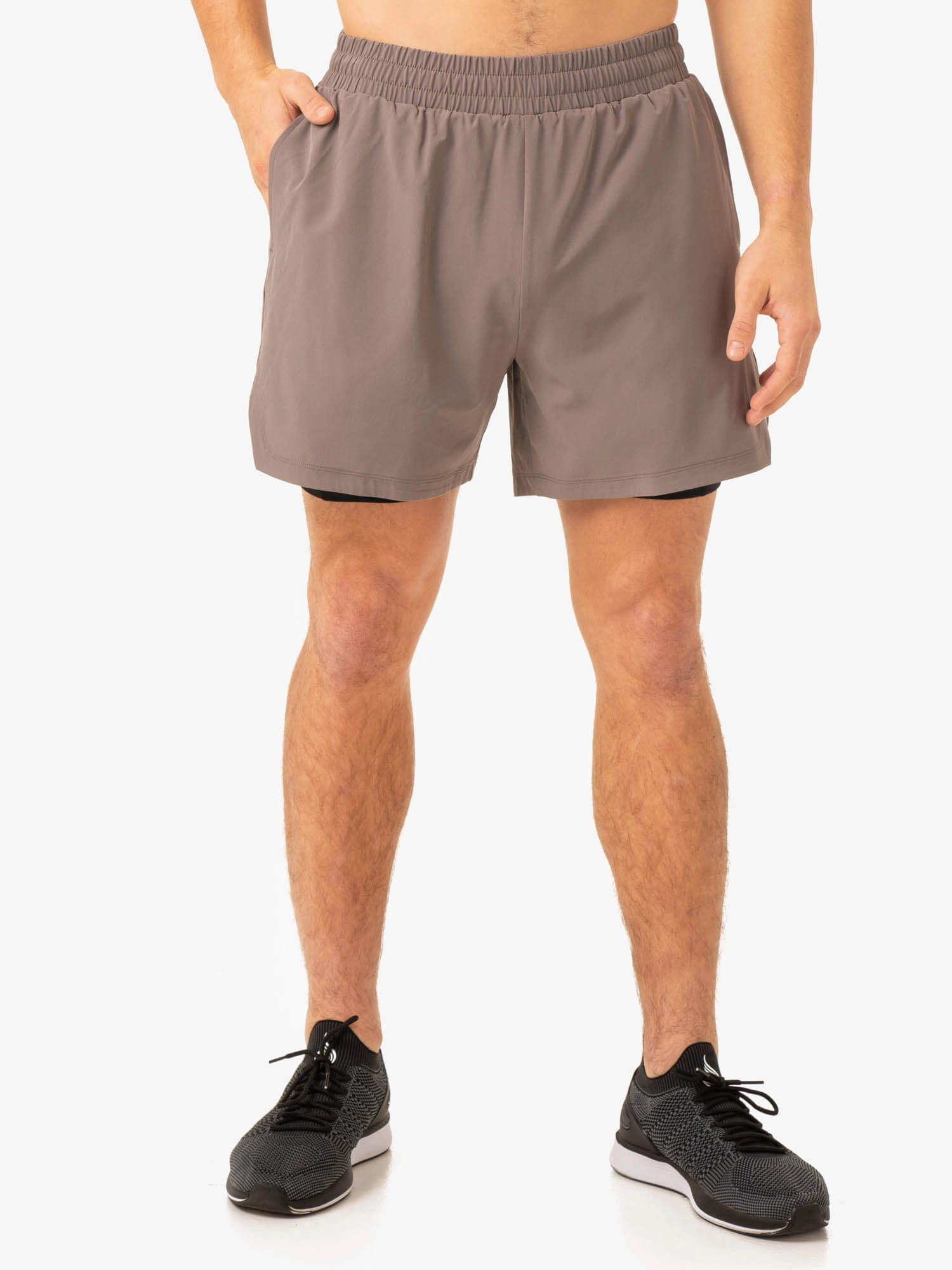 Pursuit 2 In 1 Training Shorts - Taupe Korean Fresh