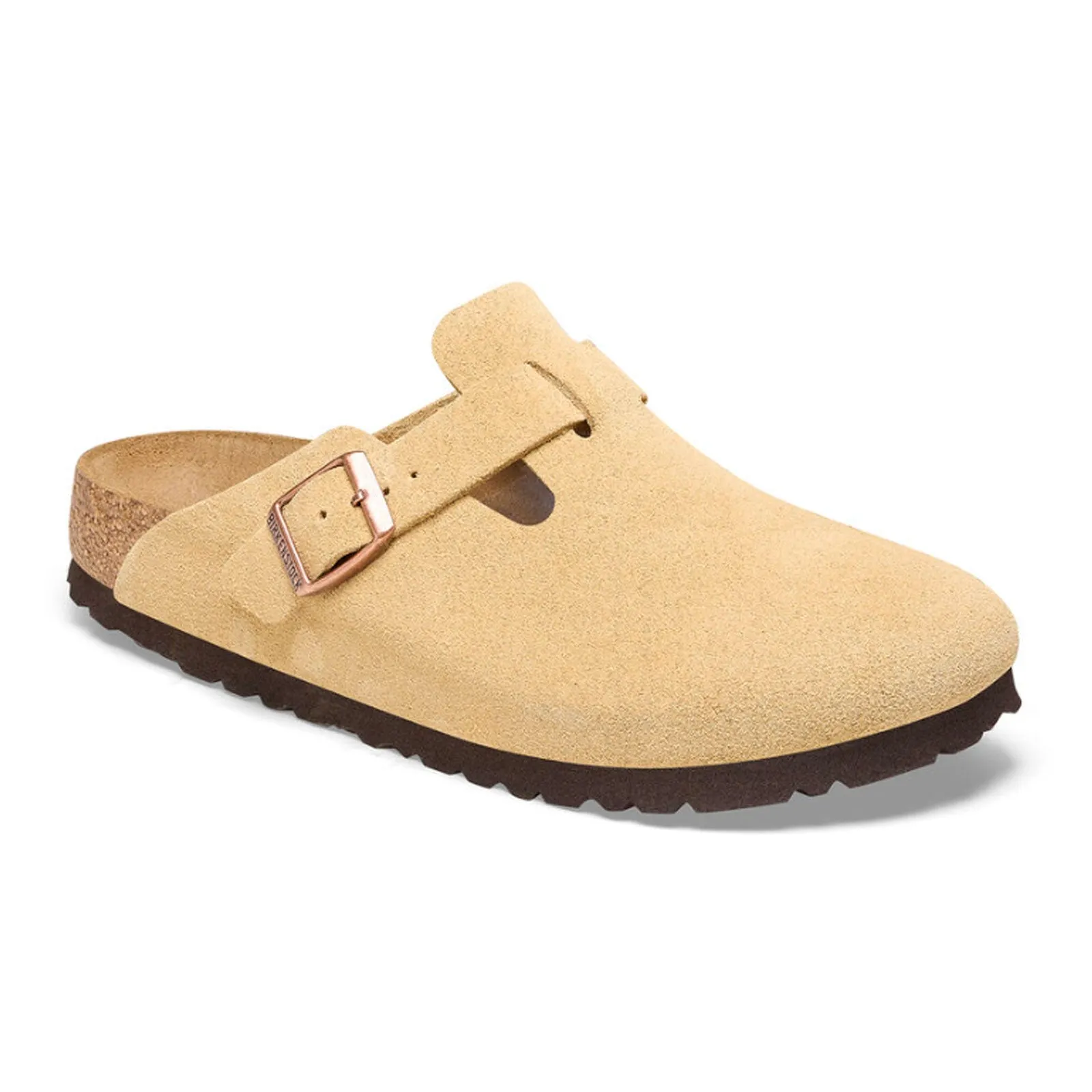 Shine Coat Birkenstock Boston Narrow Clog (Women) - Latte Cream Suede