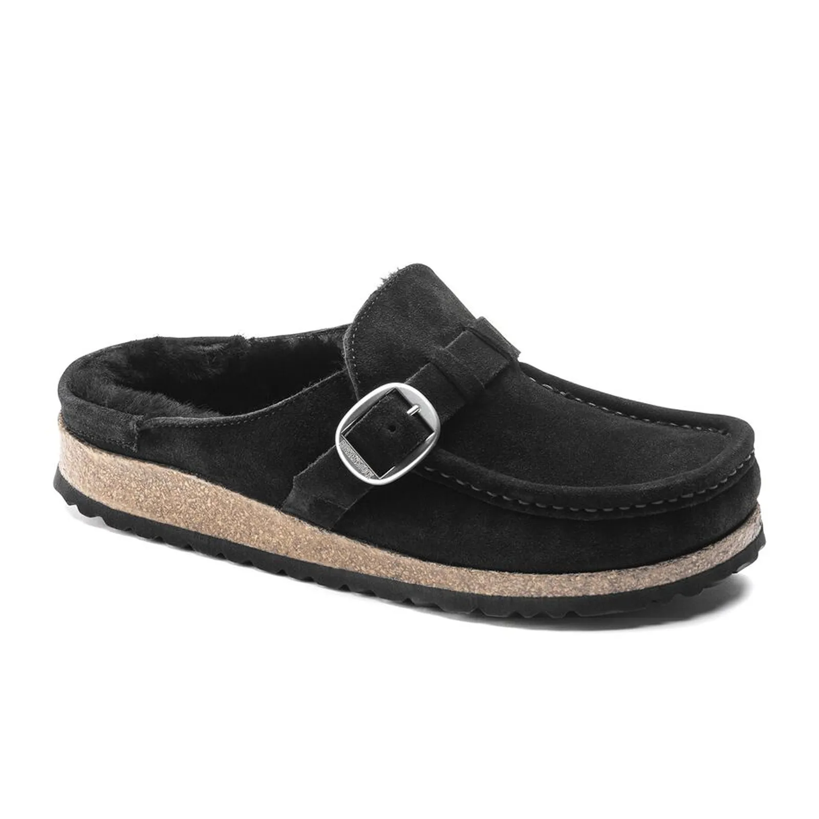 Birkenstock Buckley Narrow Clog (Women) - Black Suede/Black Shearling Fit Perfect Classic Appeal