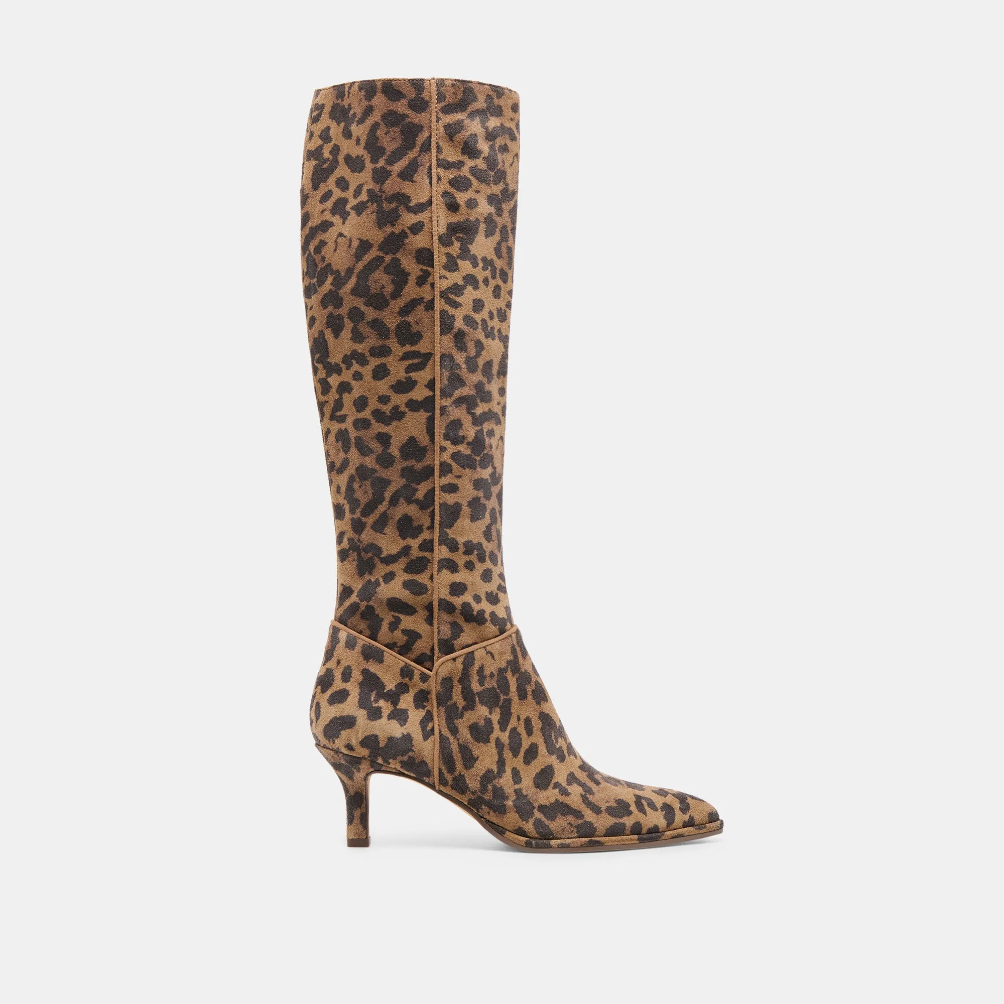 MoldedInsole Neutral Support Frame ALDY WIDE CALF BOOTS BROWN LEOPARD PRINTED SUEDE