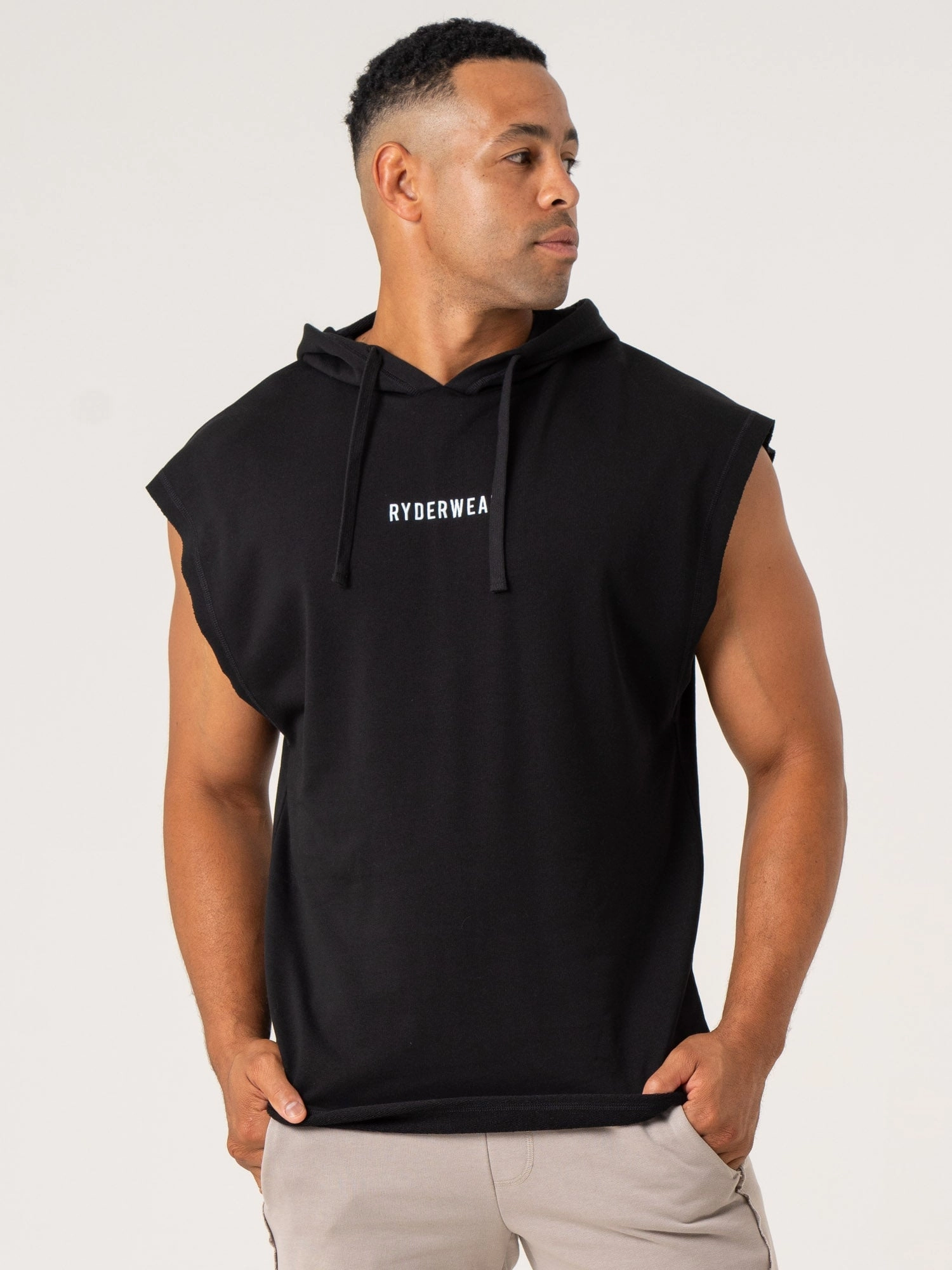 Pursuit Fleece Sleeveless Hoodie - Black NonSlipTrim