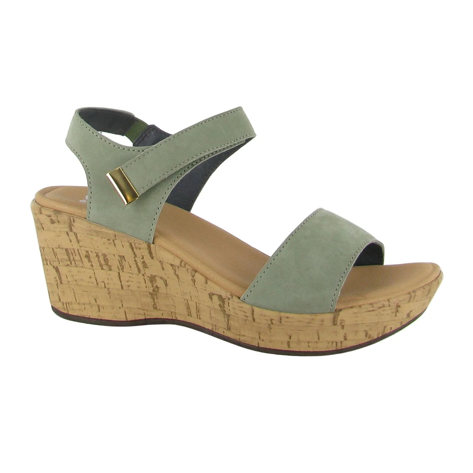 Naot Summer Wedge Sandal (Women) - Sage Nubuck Wide opening breathable vents