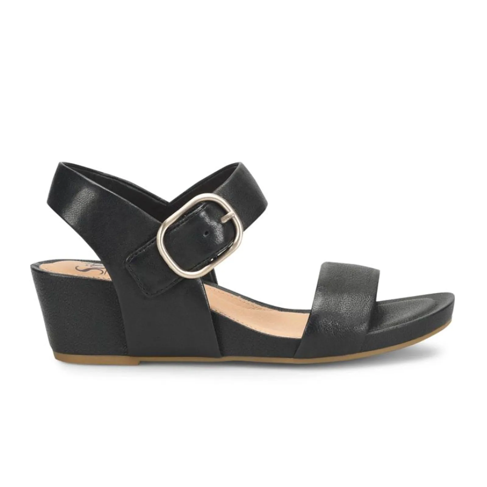 Sofft Vaya Wedge Sandal (Women) - Black Slip-Resistant Sole