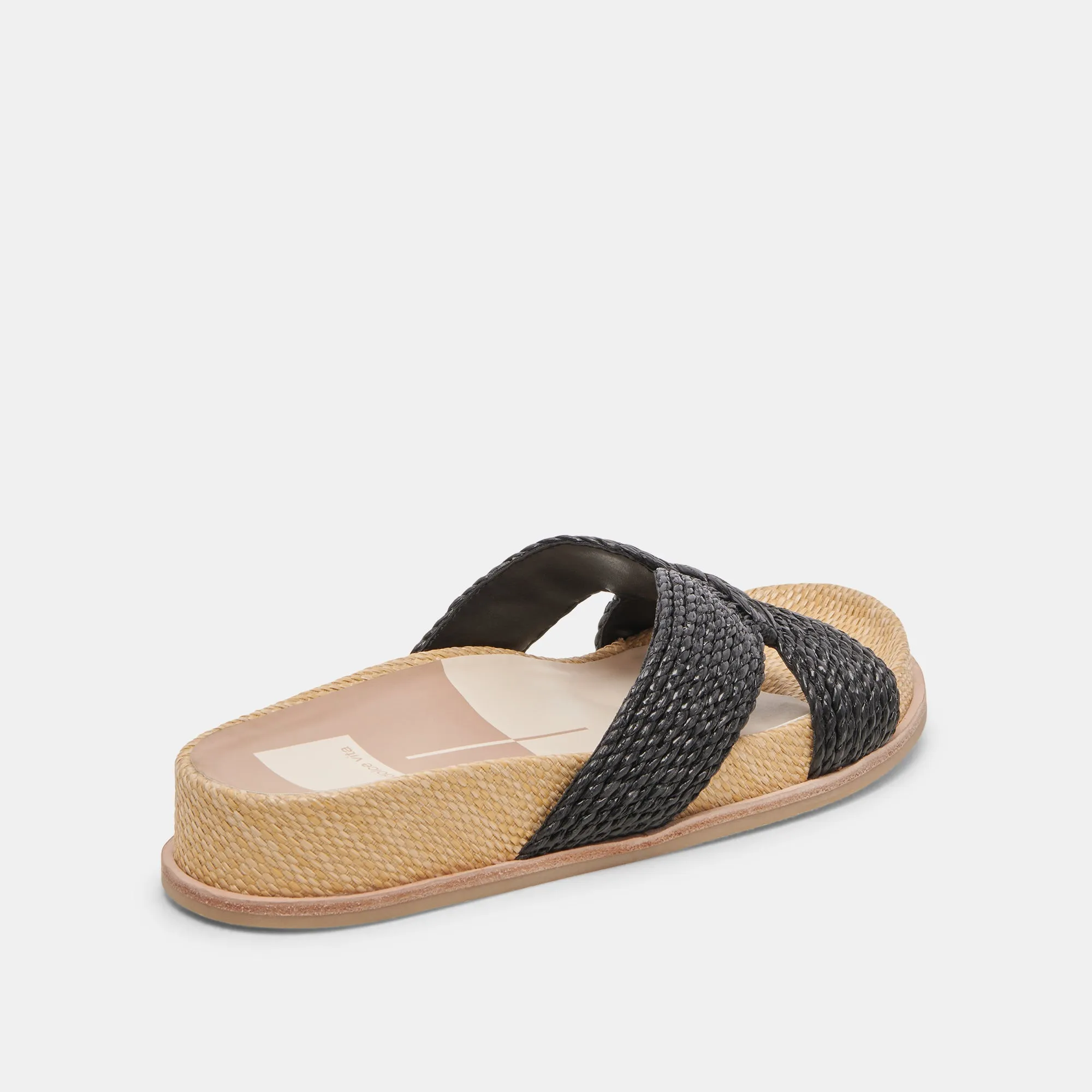 SELDA WIDE SANDALS ONYX RAFFIA Geometric Print Hyperelastic Foam Layer