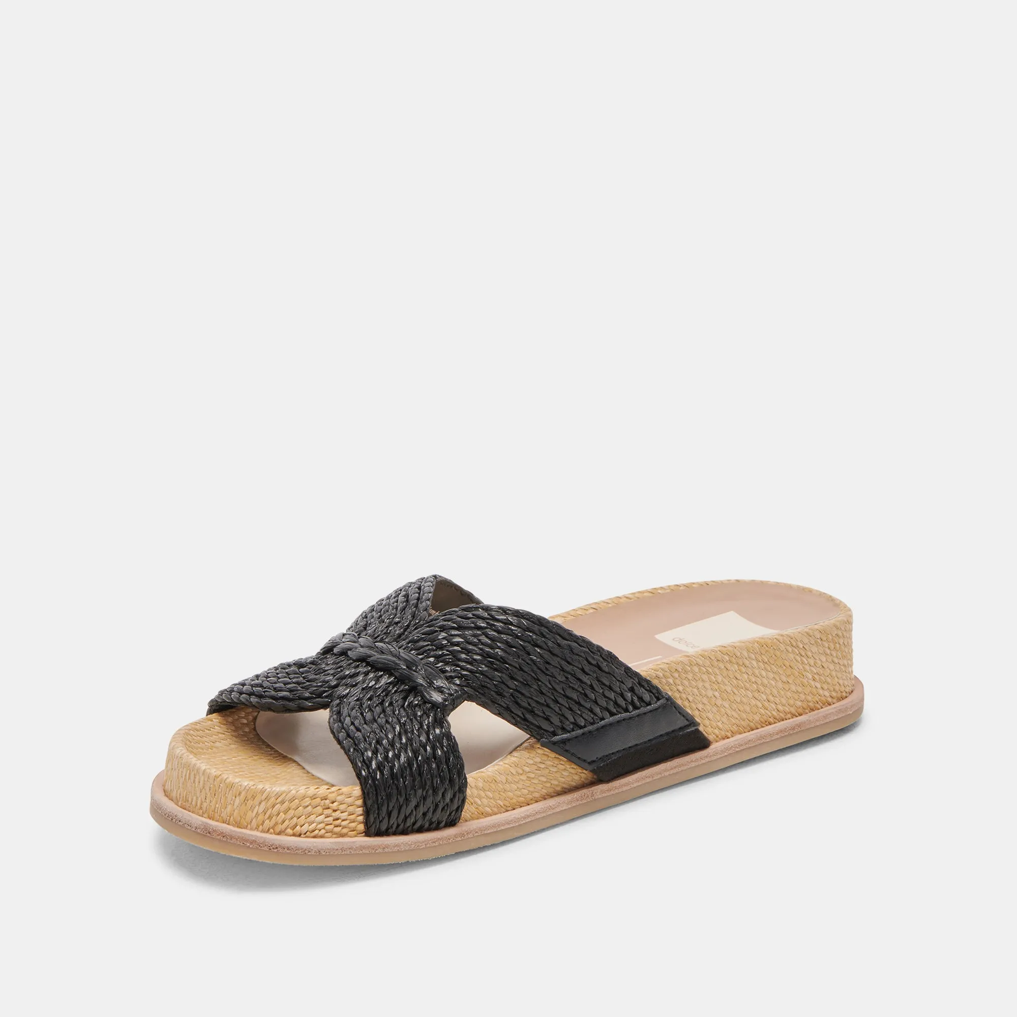 most flexible least walking SELDA WIDE SANDALS ONYX RAFFIA