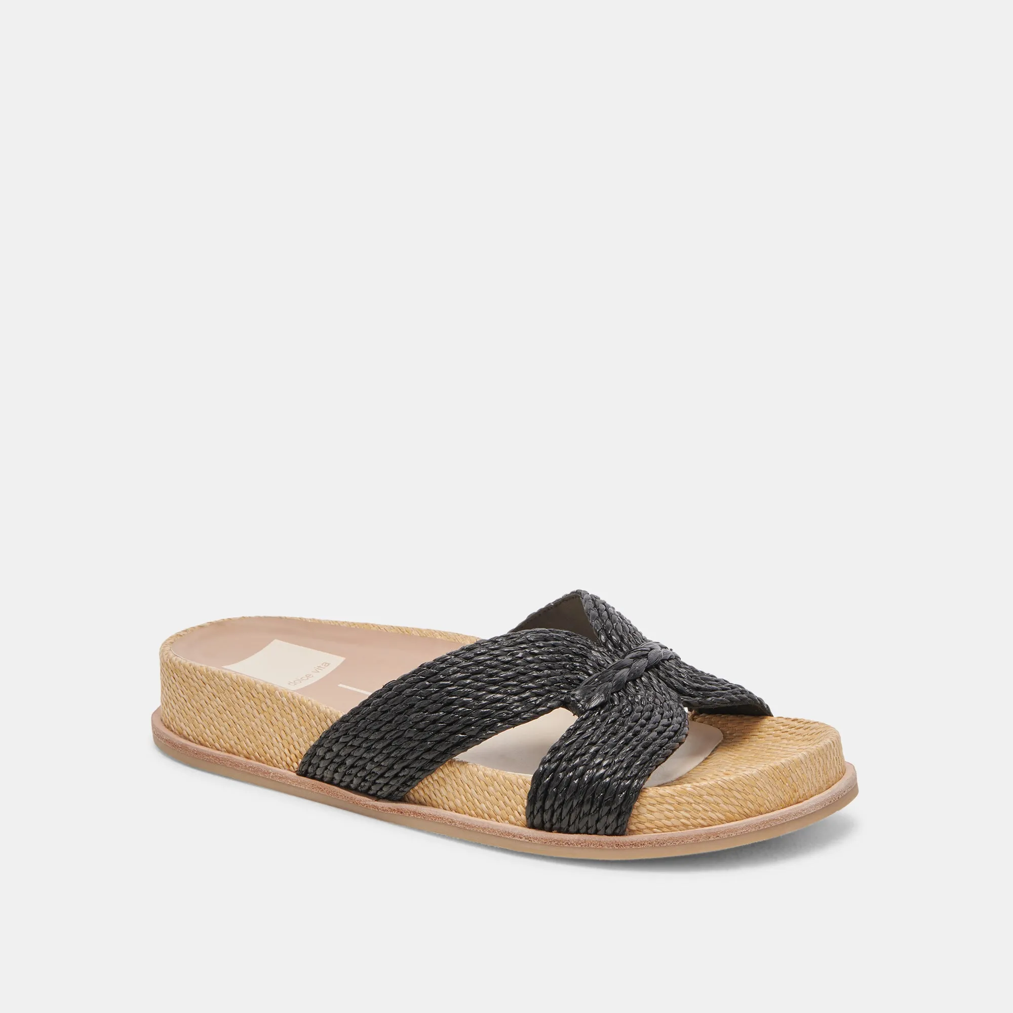 athlete - style SELDA WIDE SANDALS ONYX RAFFIA