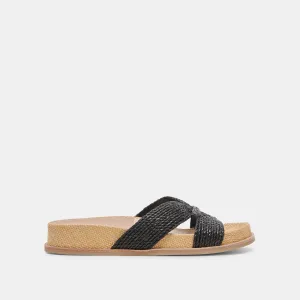 SELDA WIDE SANDALS ONYX RAFFIA Hydrophobic coating
