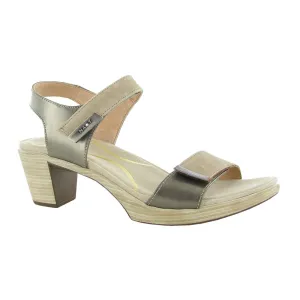 Naot Intact Heeled Sandal (Women) - Khaki Beige/Pewter/Mirror Reinforced toe cap