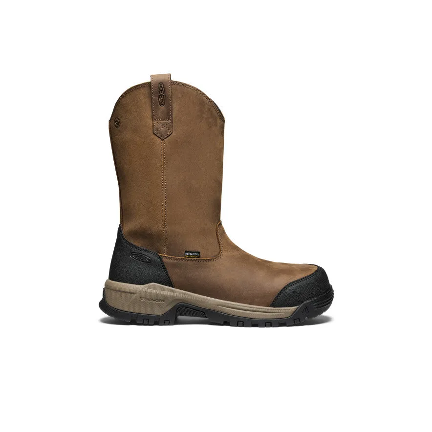 Men's Evanston Pull-On Waterproof Boot (Carbon Toe)  |  Bison/Black Slip Fit Wear