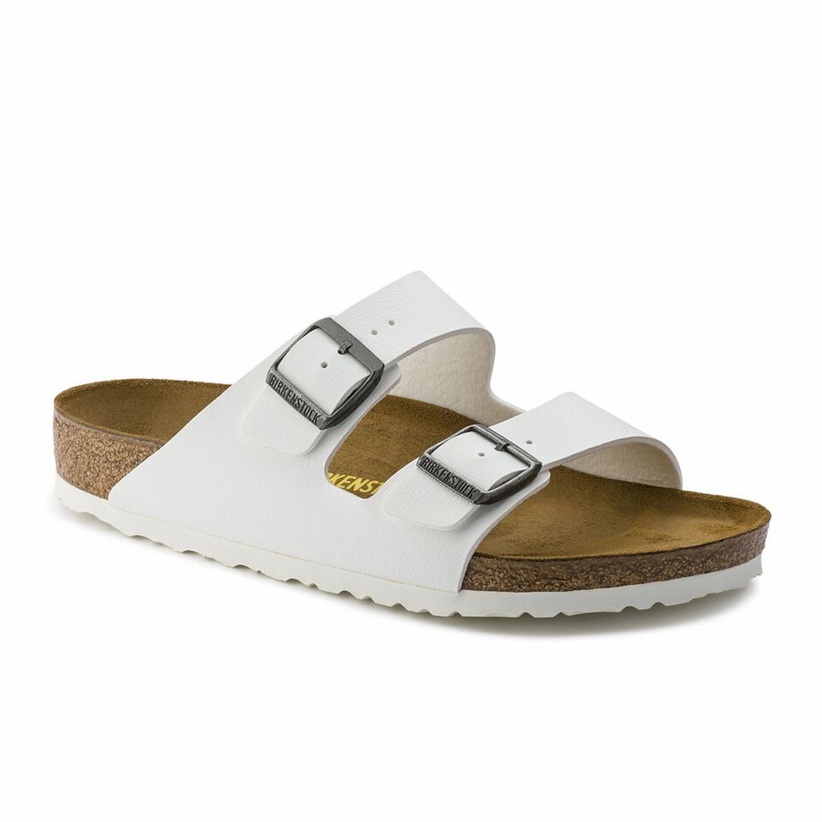 Birkenstock Arizona Narrow Slide Sandal (Women) - White Birko-Flor Gloss Touch Refined Shape