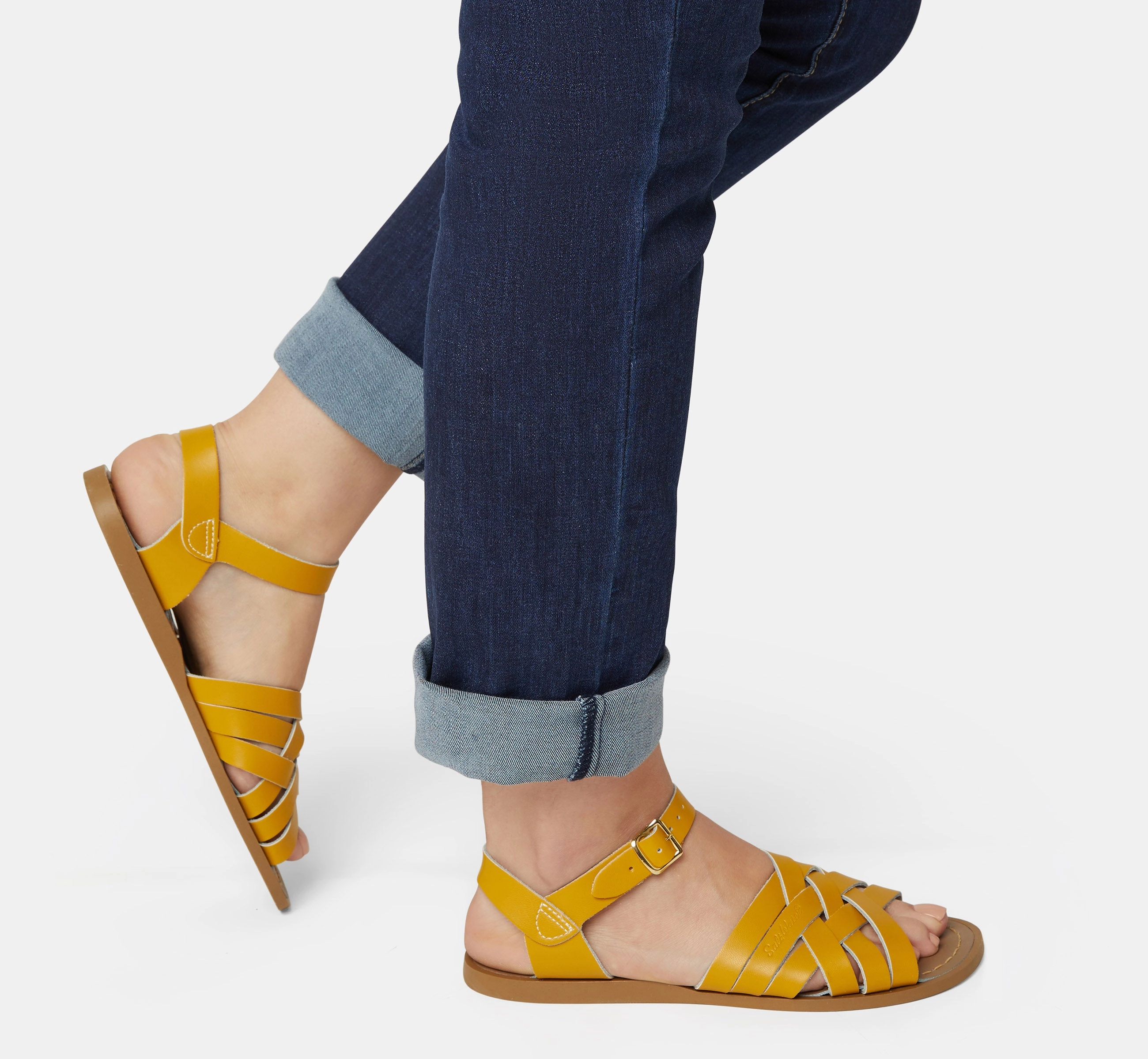 Embroidered Retro Mustard Womens Sandal