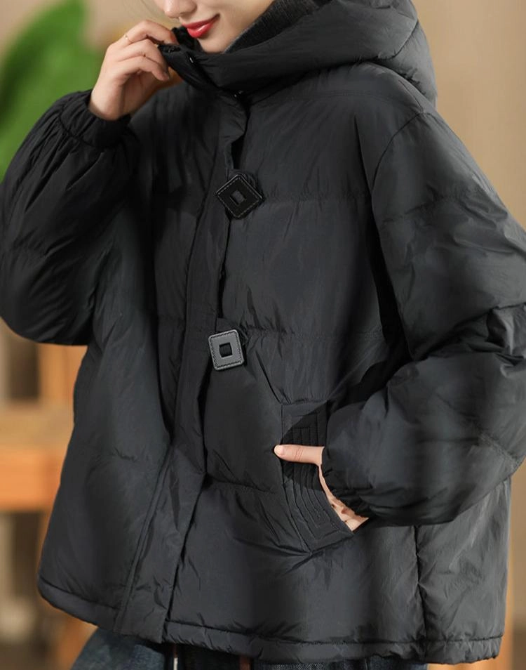 Pre Shrunk Cotton Blend Light Activated Cooling Babakud Women Winter Solid Colors Thickened Down Jacket