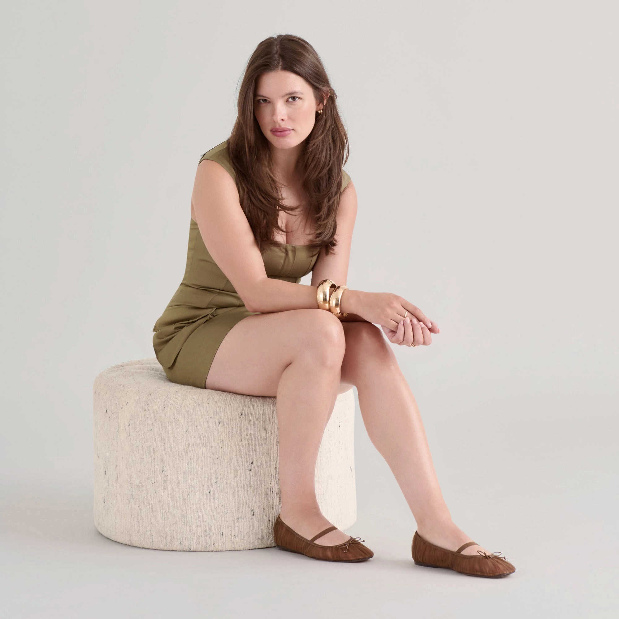 Fashionable Heels RAEVEN BALLET FLATS MID BROWN TULLE