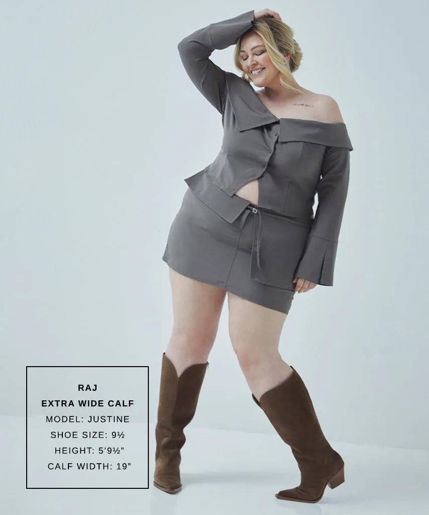 Endurance Ready Quiet Ground RAJ EXTRA WIDE CALF BOOTS BROWN SUEDE