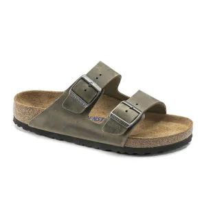 Birkenstock Arizona Soft Footbed Slide Sandal (Unisex) - Faded Khaki Oiled Leather Opulent Touch