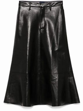 Cassia Leather Skirt in Black Performance Outfit Easy Fit