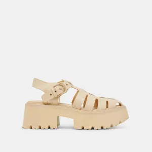 Recycled Rubber LASLY TONAL SANDALS LIGHT YELLOW LEATHER