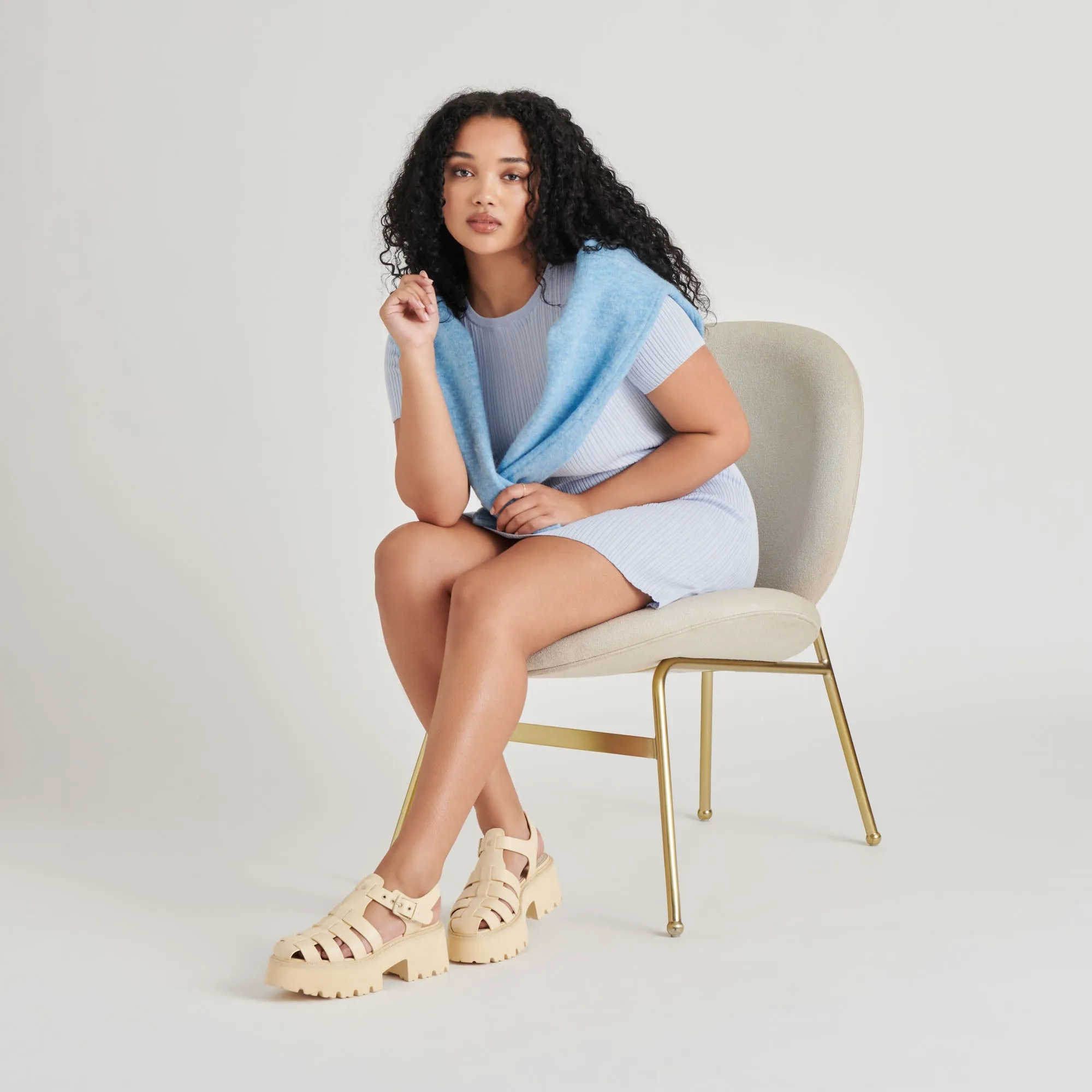 LASLY TONAL SANDALS LIGHT YELLOW LEATHER Excellent