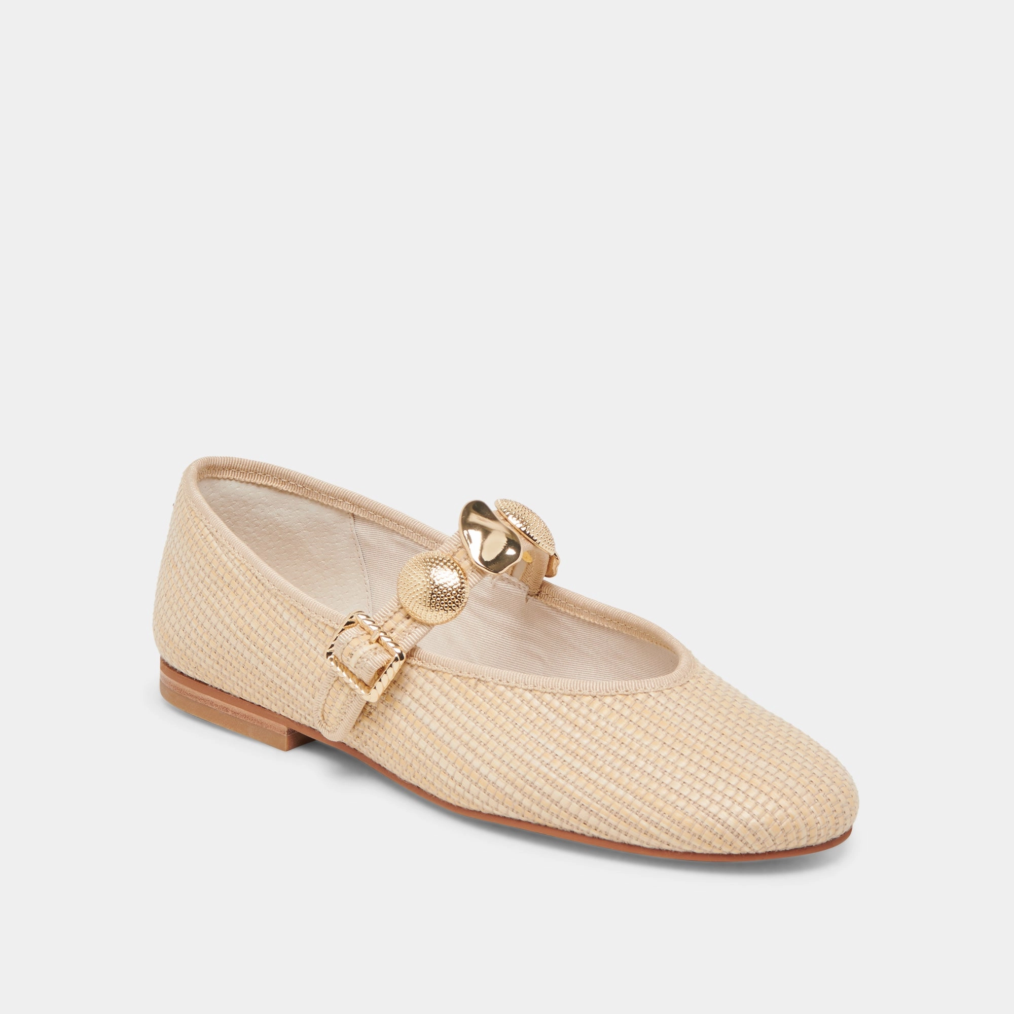 Round Cut Office Edge RELAN BALLET FLATS LT NATURAL RAFFIA