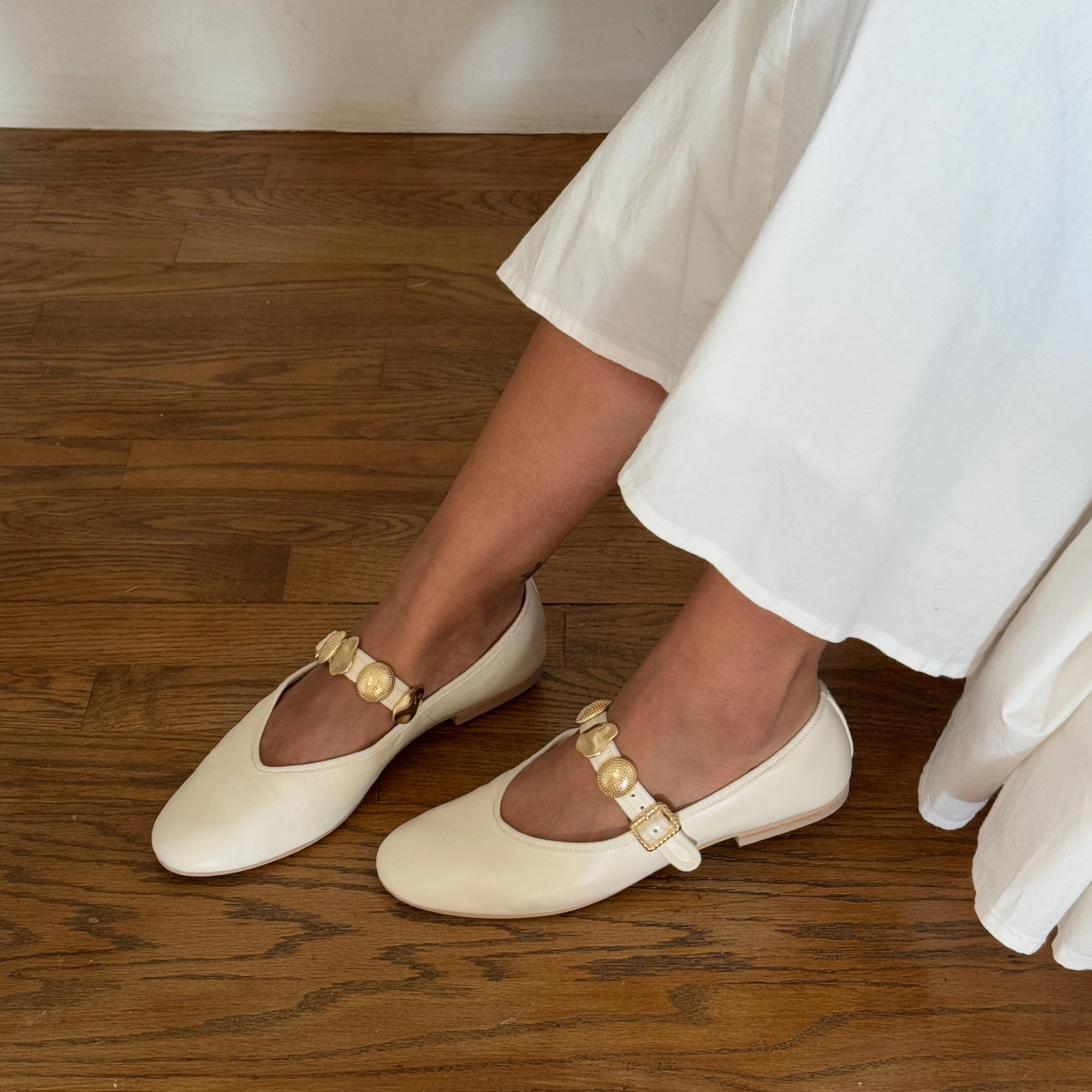 Fall Glow RELAN BALLET FLATS OFF WHITE LEATHER